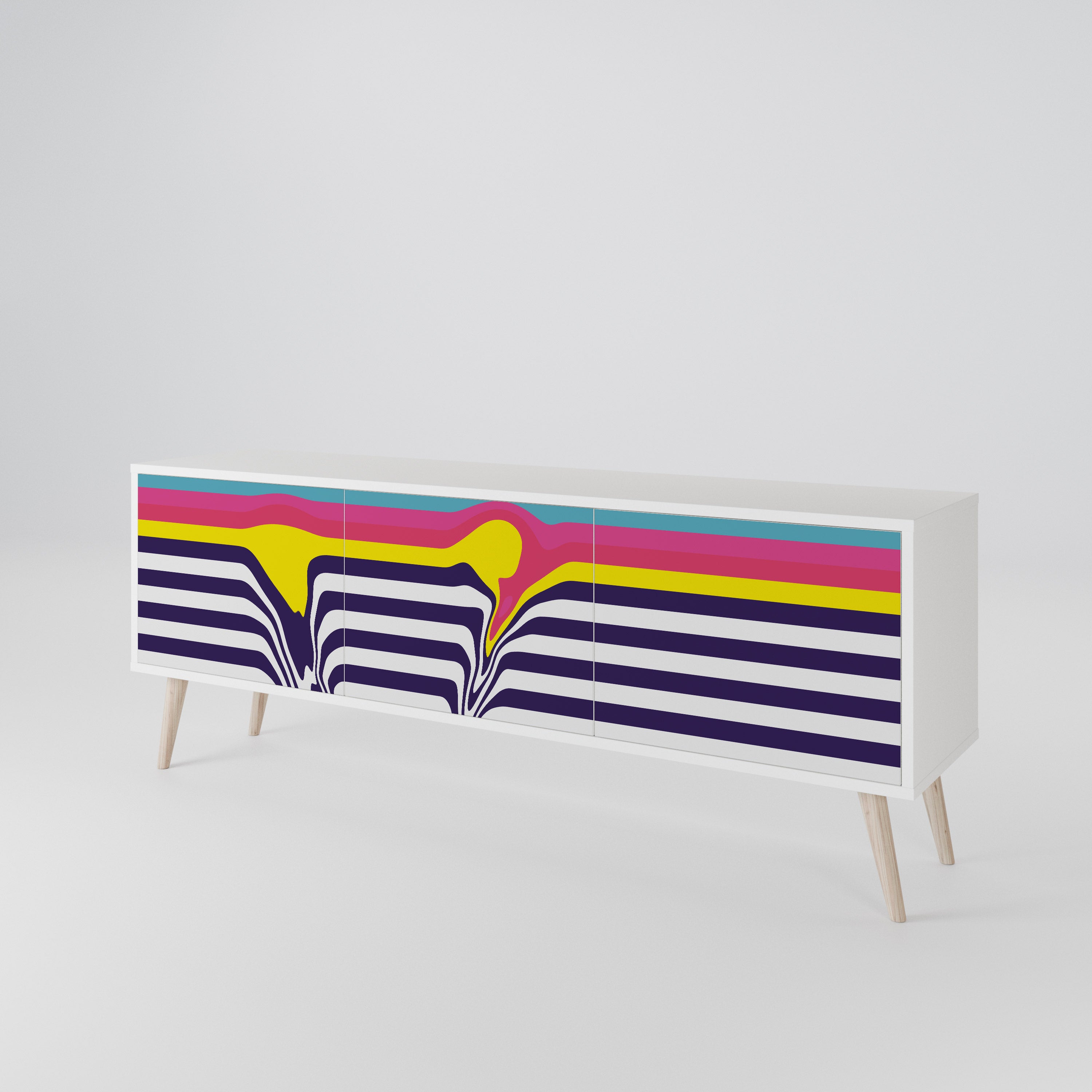 COLORFUL DIVERSION Mueble de TV de 3 Puertas