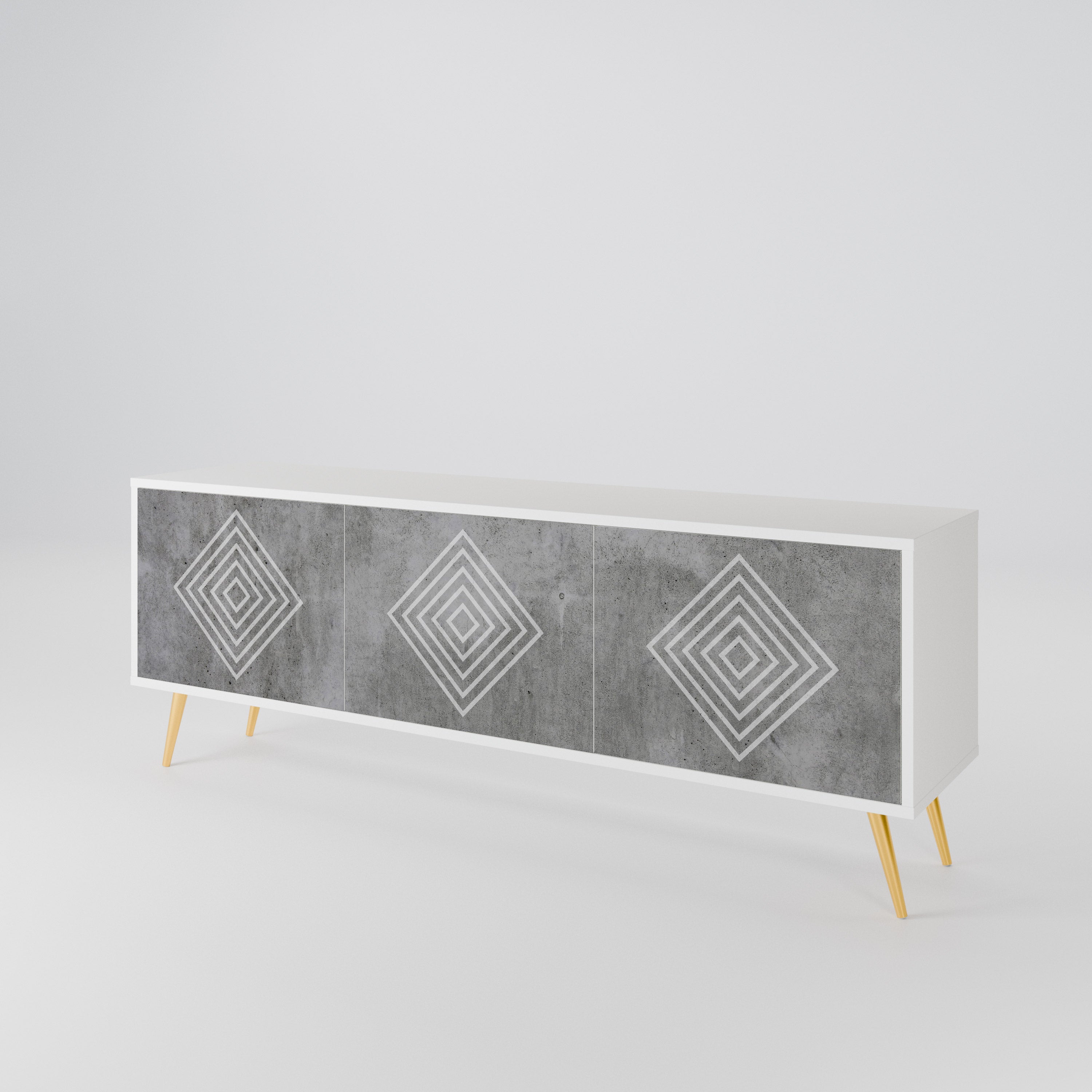 POLYGONAL ARTISTRY Mueble de TV de 3 Puertas