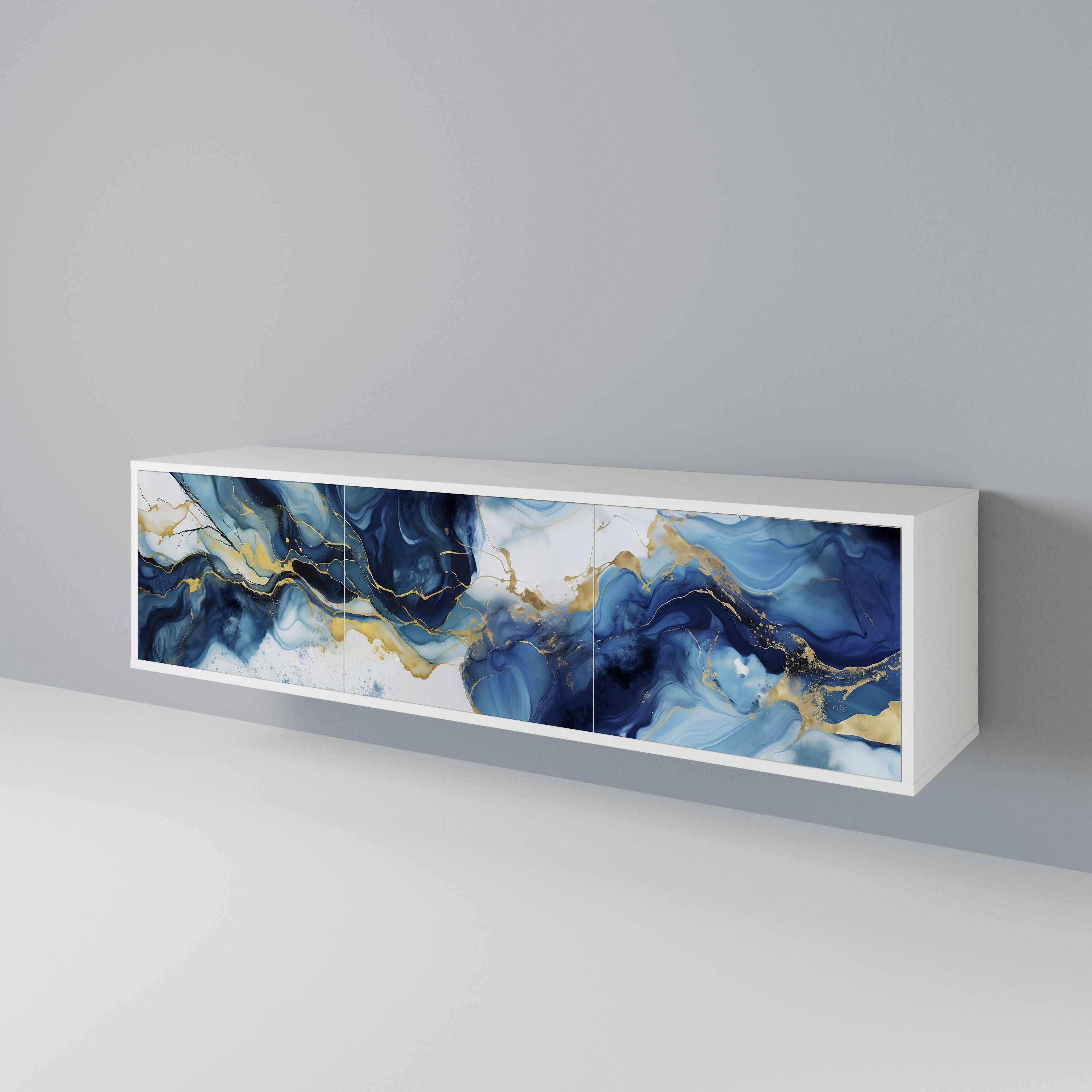 INKY MARBLE Mueble de TV de 3 Puertas
