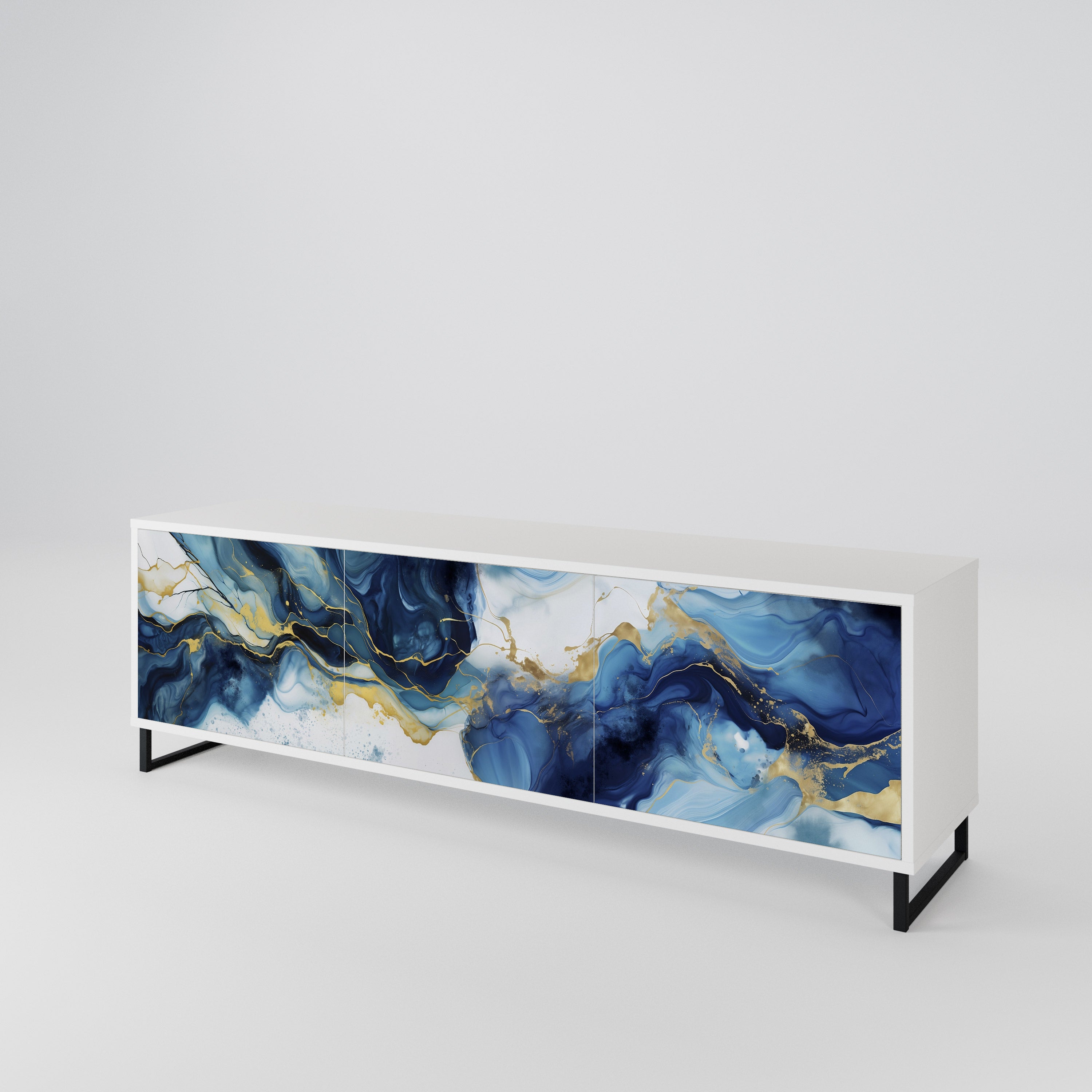 INKY MARBLE Mueble de TV de 3 Puertas