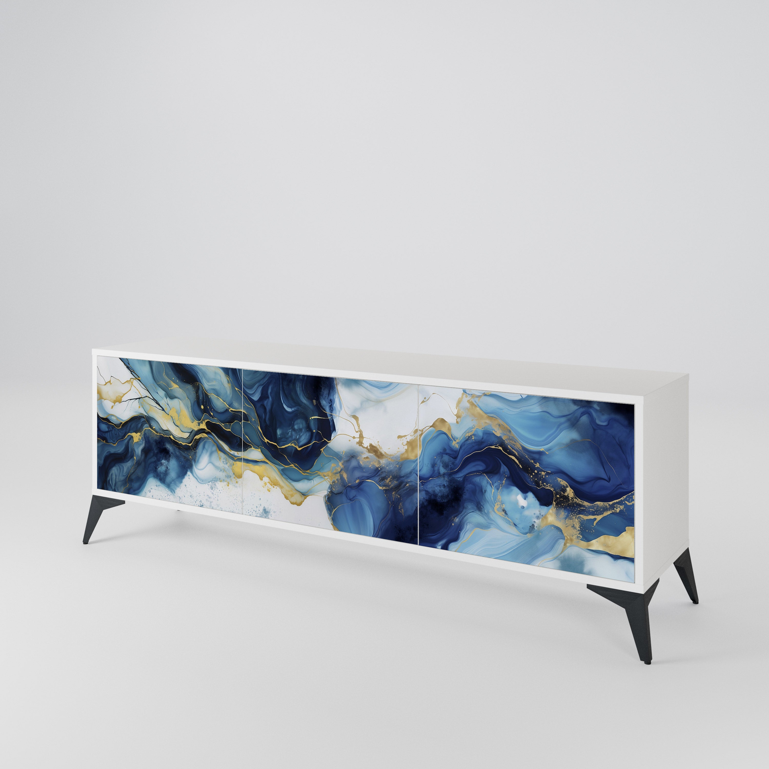 INKY MARBLE Mueble de TV de 3 Puertas