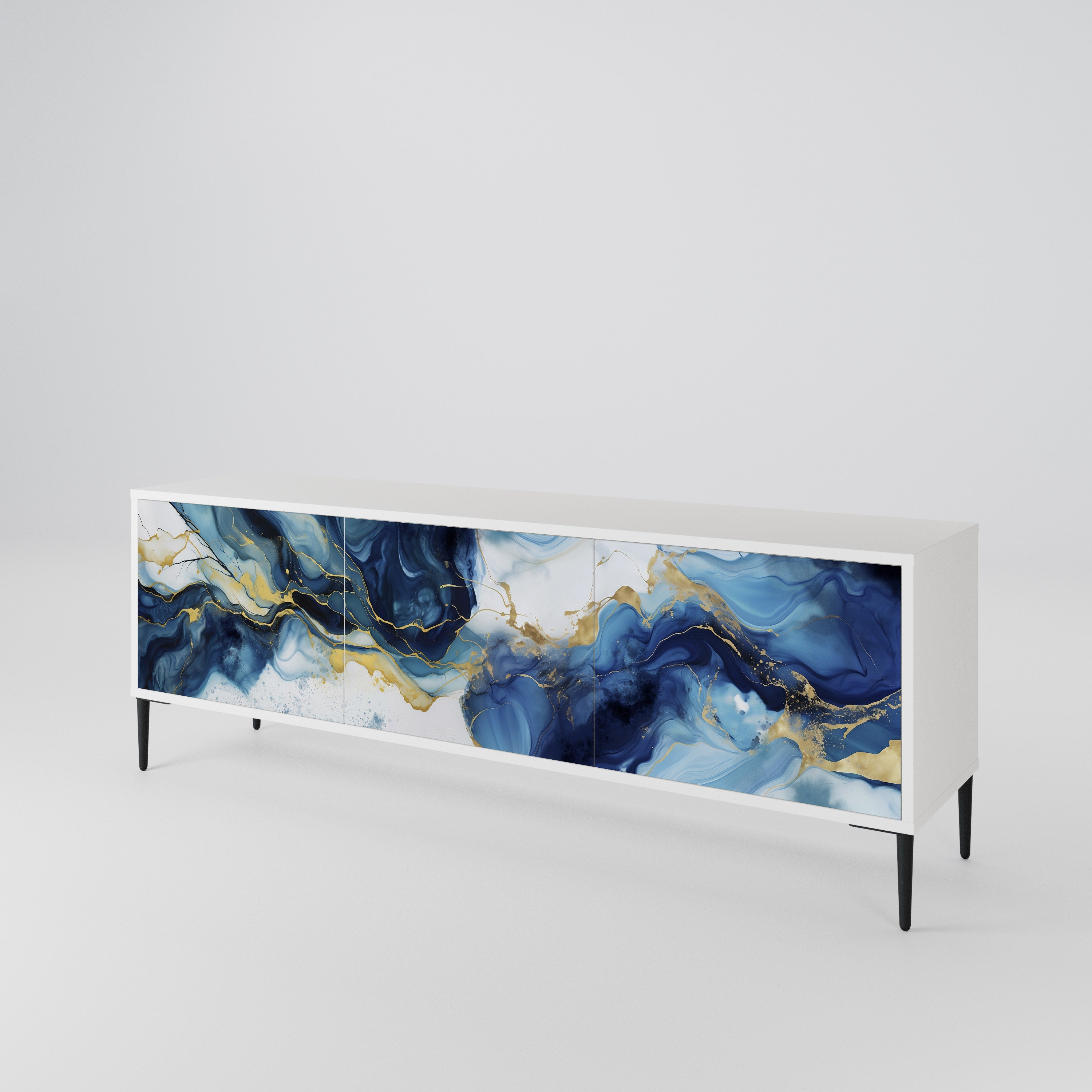 INKY MARBLE Mueble de TV de 3 Puertas