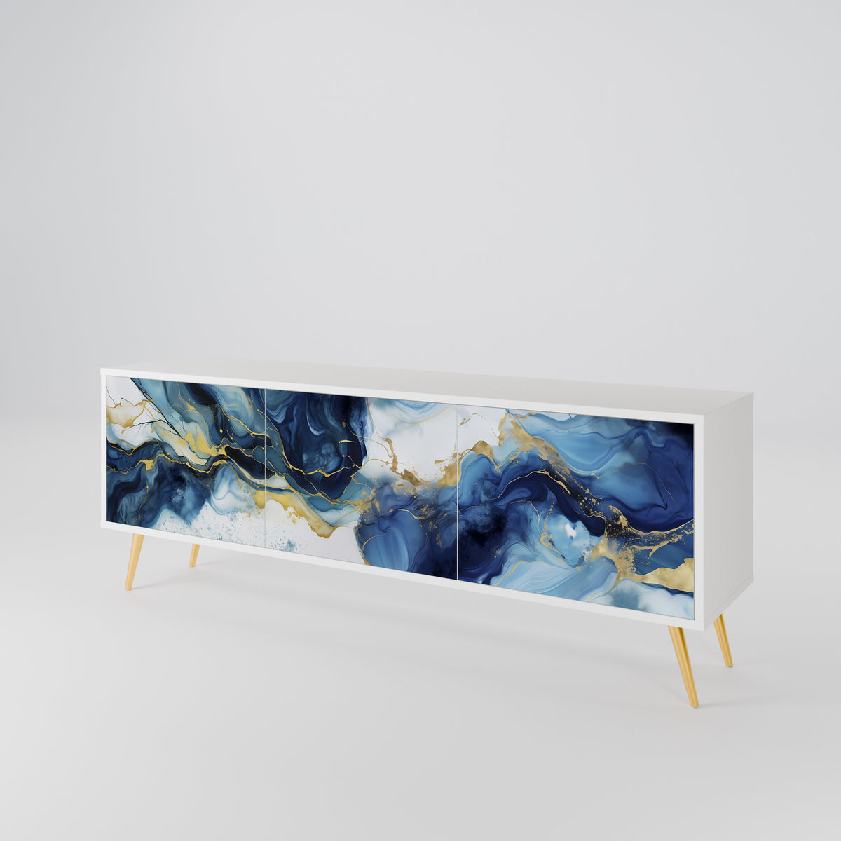 INKY MARBLE Mueble de TV de 3 Puertas