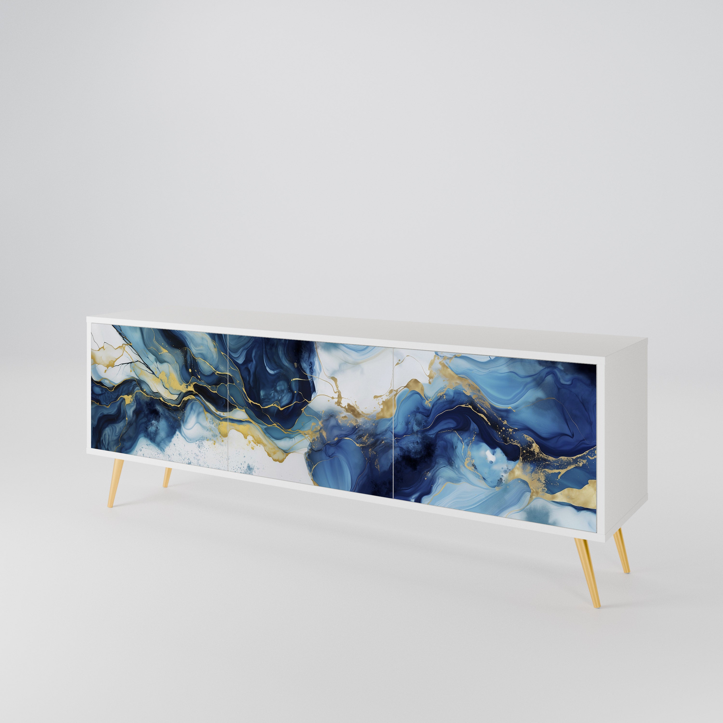 INKY MARBLE Mueble de TV de 3 Puertas