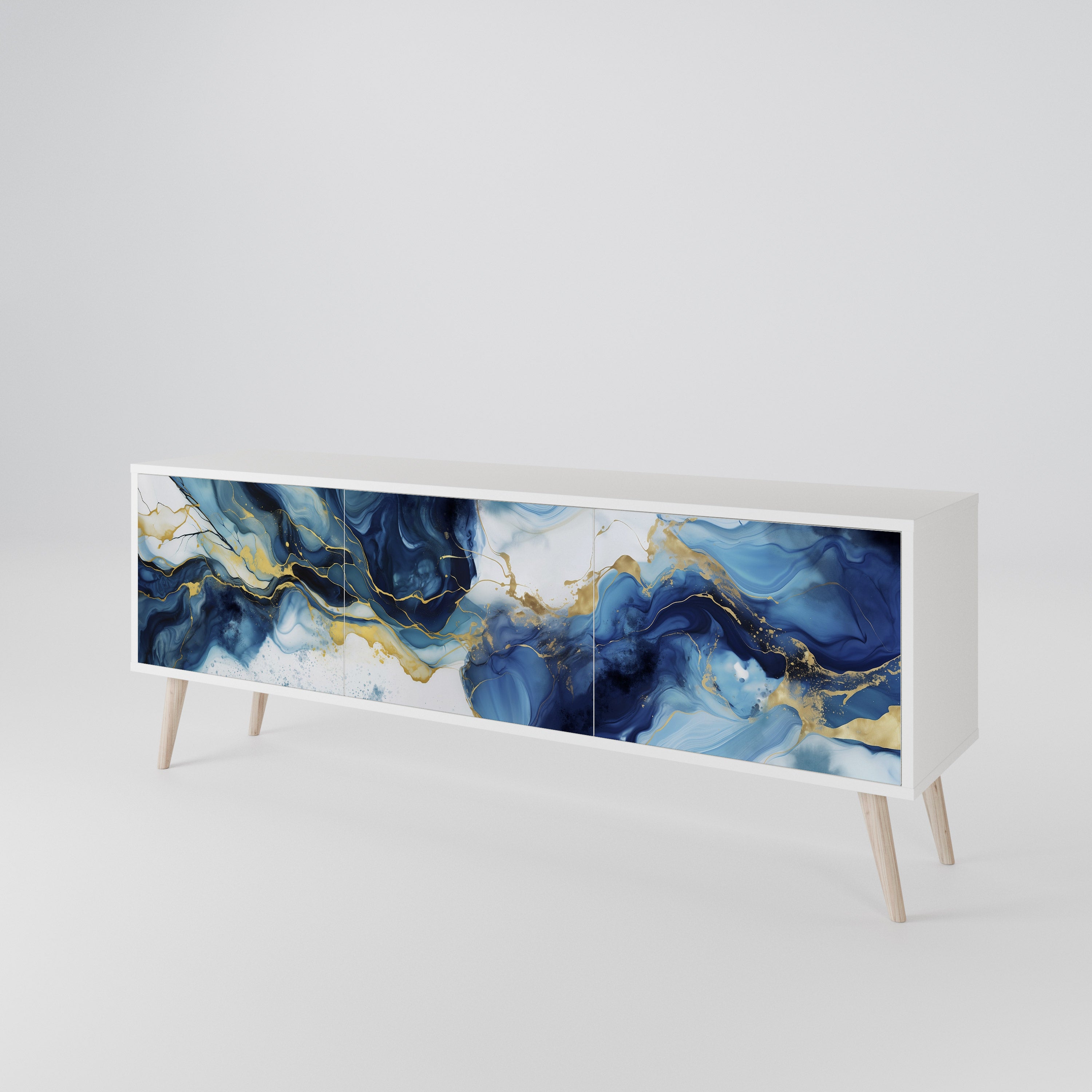 INKY MARBLE Mueble de TV de 3 Puertas