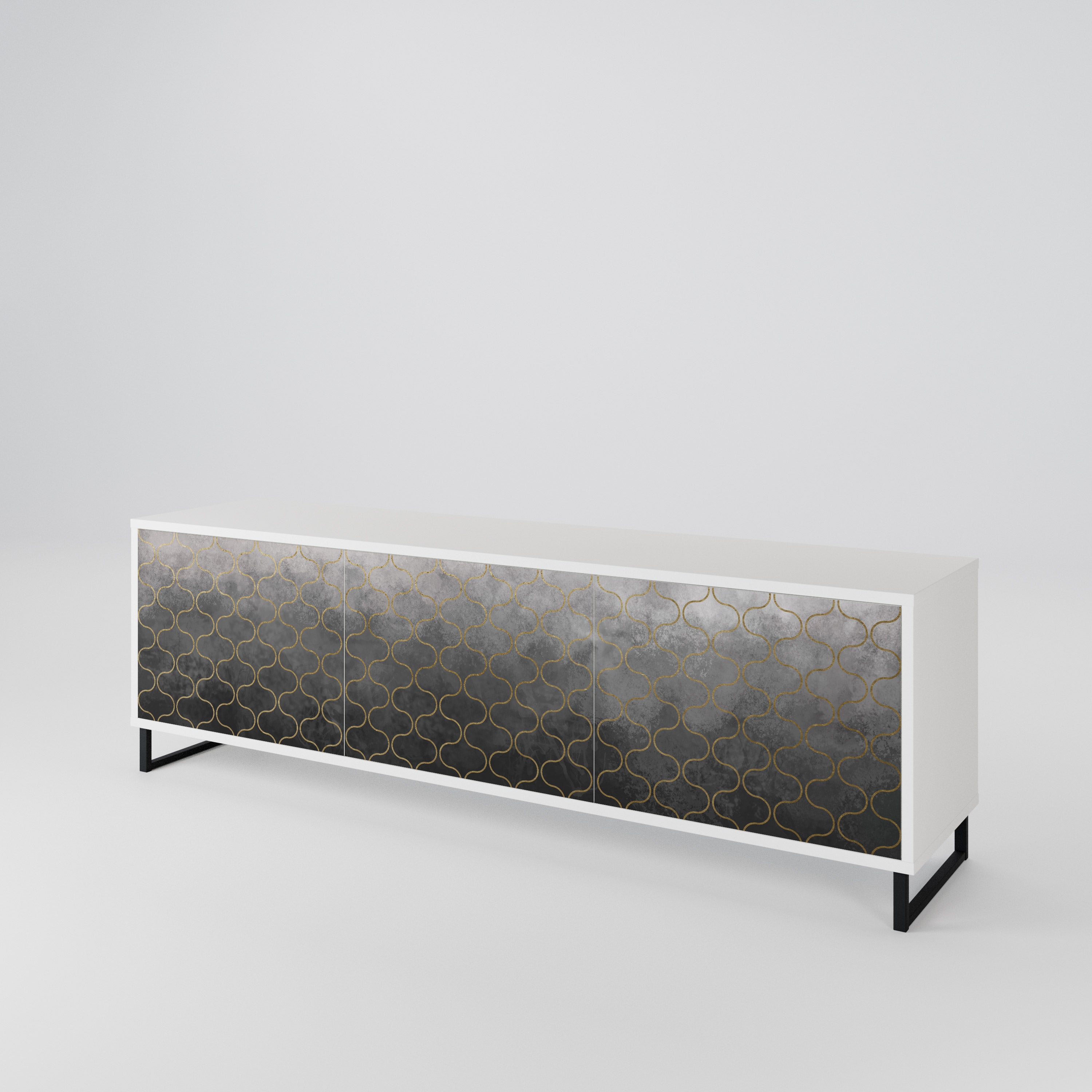 TESSELATED GRAYISH Mueble de TV de 3 Puertas
