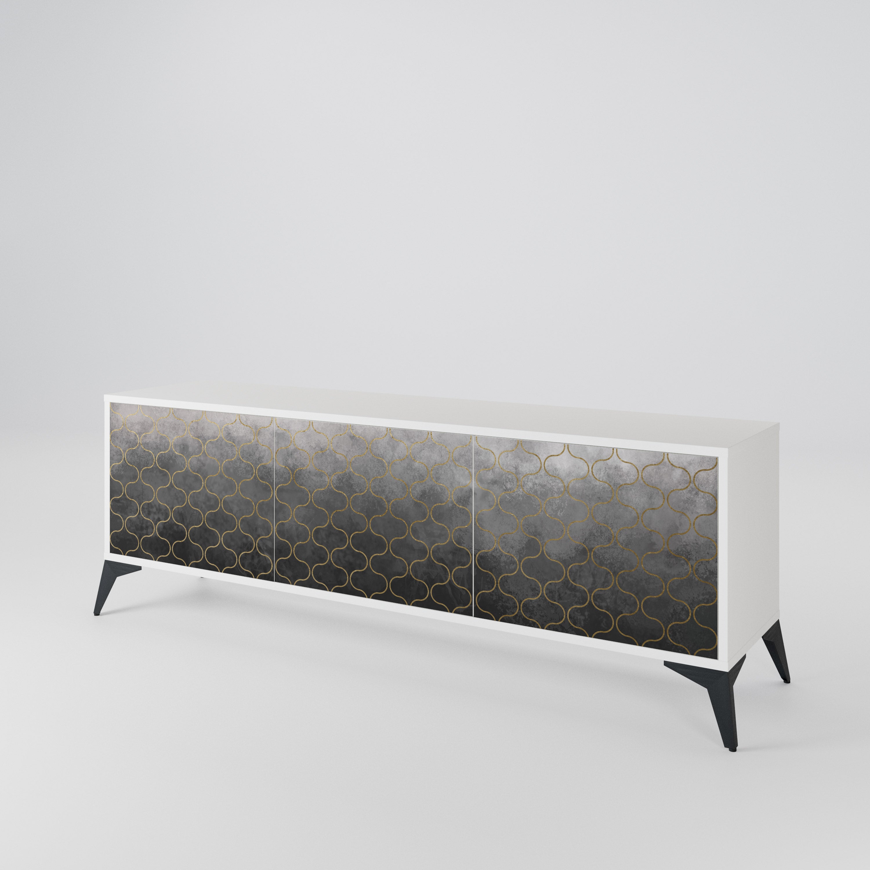 TESSELATED GRAYISH Mueble de TV de 3 Puertas