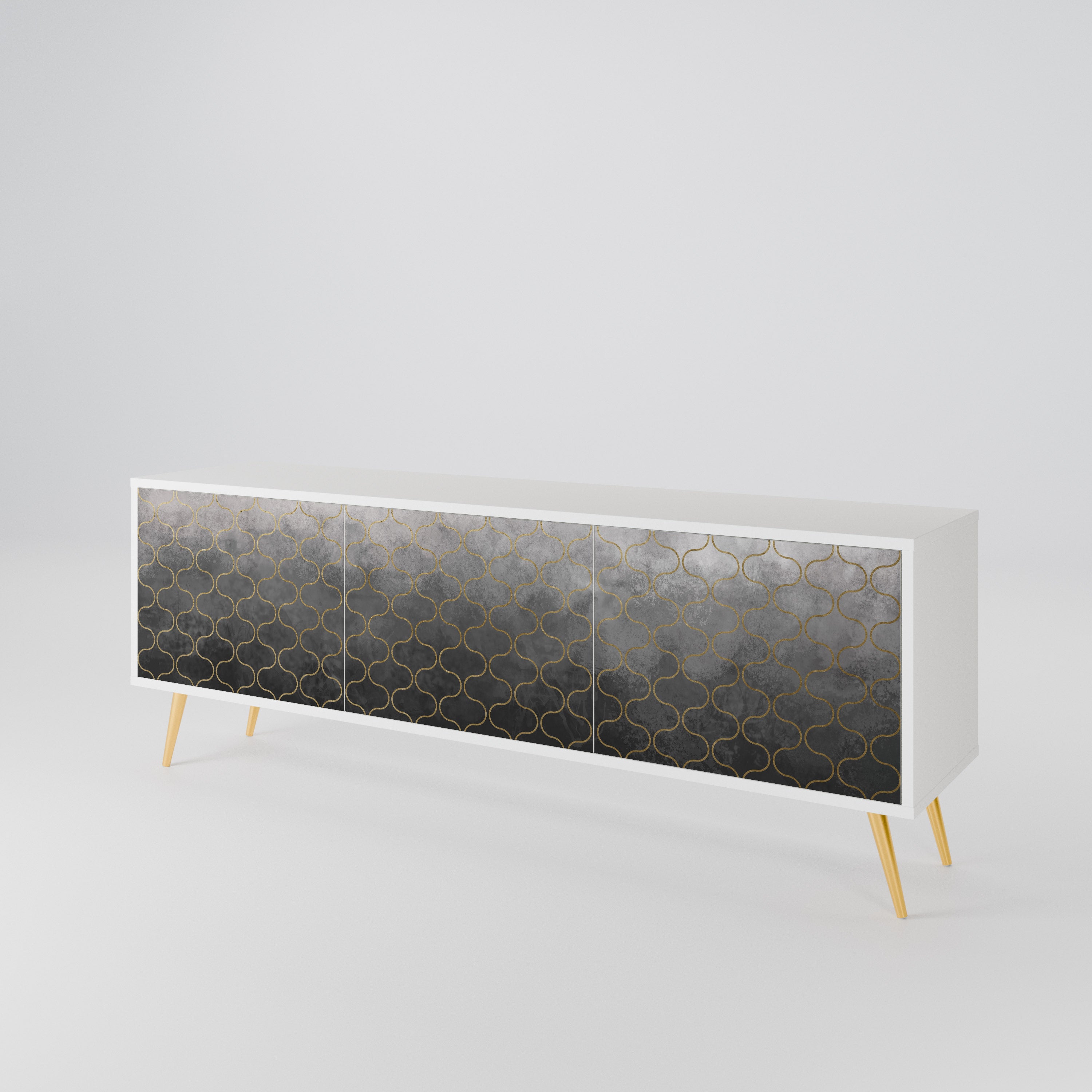TESSELATED GRAYISH Mueble de TV de 3 Puertas
