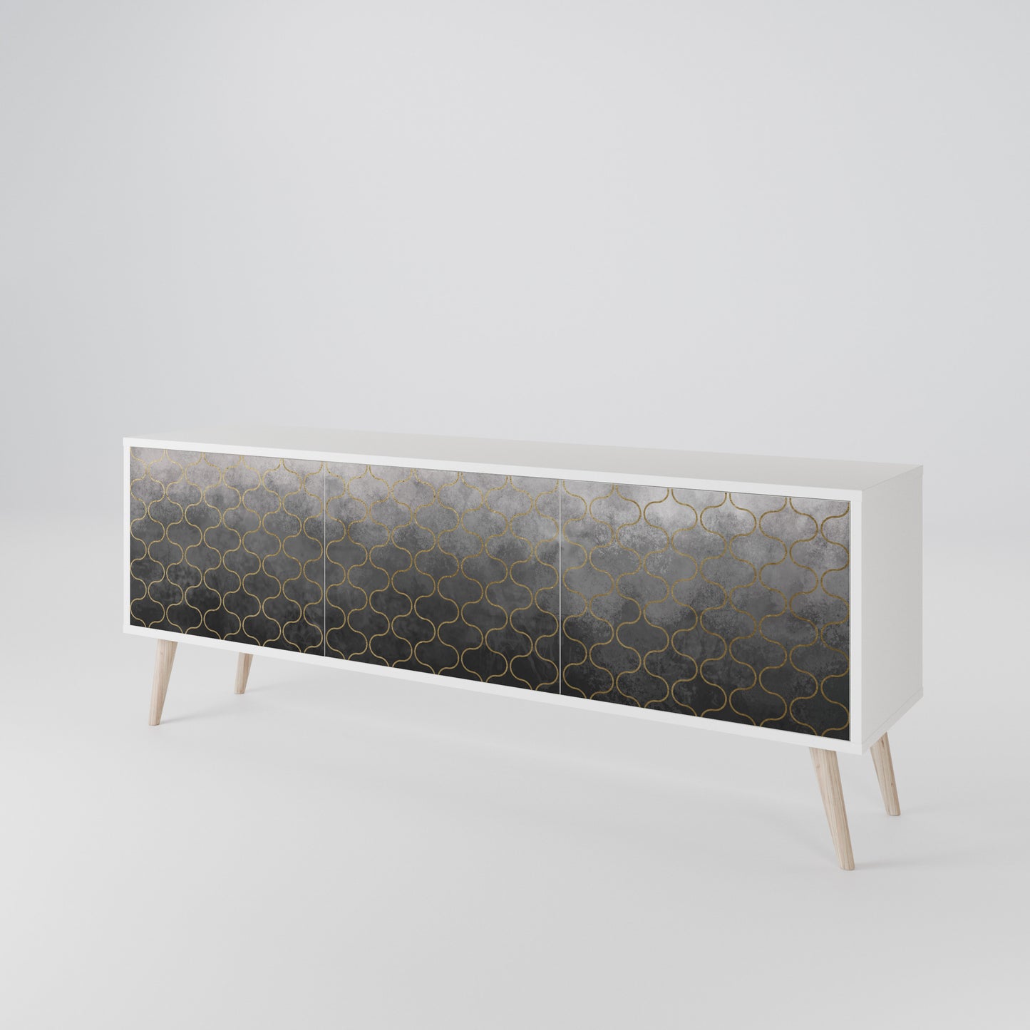 TESSELATED GRAYISH Mueble de TV de 3 Puertas