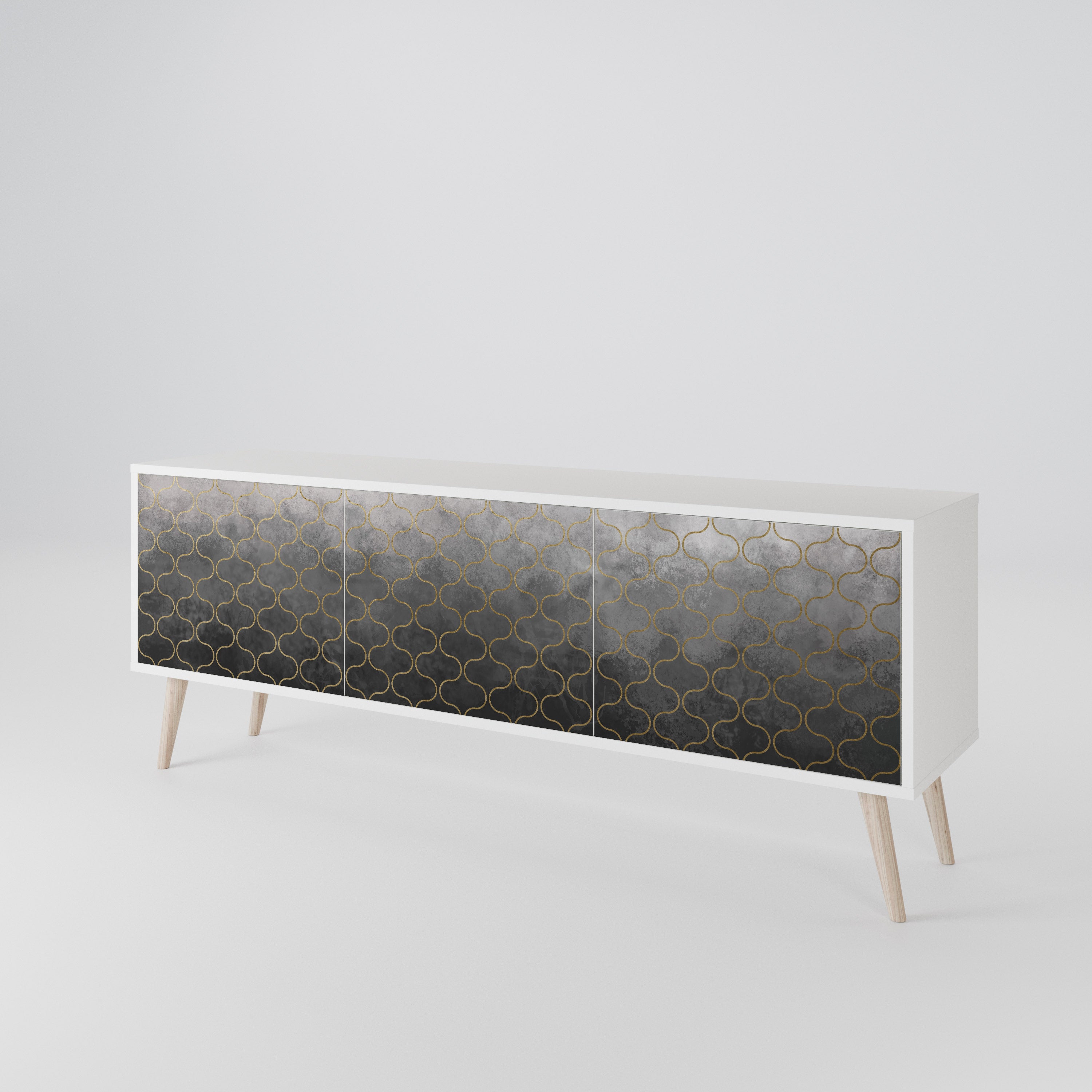 TESSELATED GRAYISH Mueble de TV de 3 Puertas