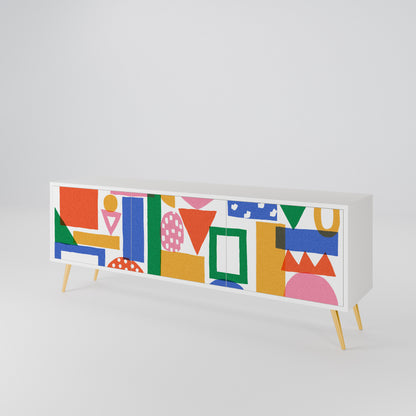 GEOMETRIC GLIMMER Mueble de TV de 3 Puertas