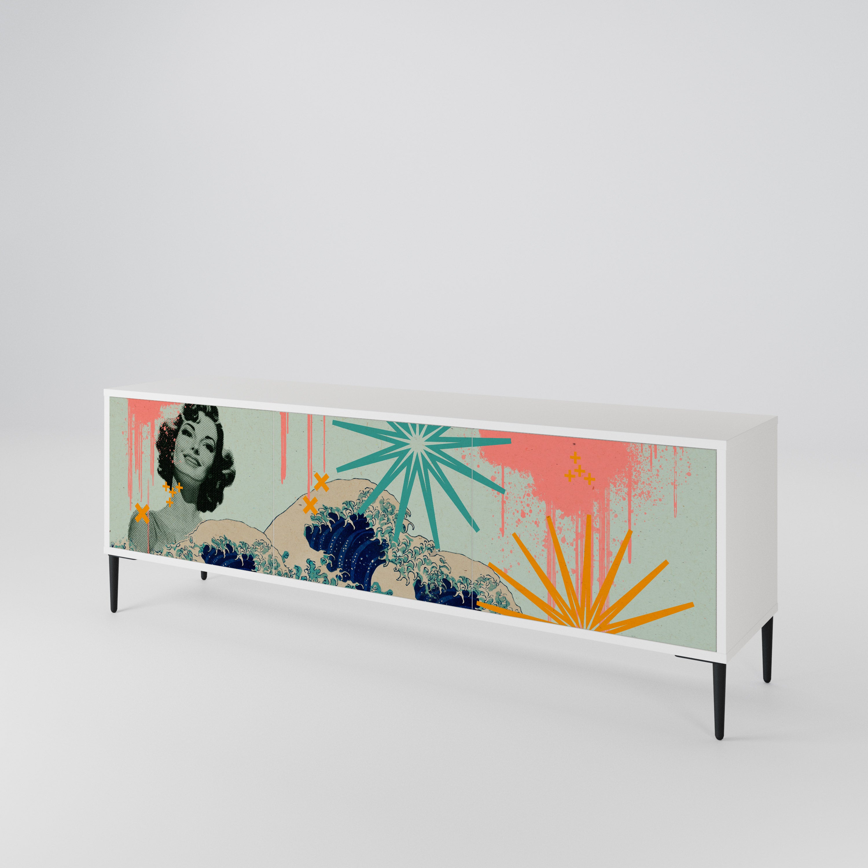 KANAGAWA BEAUTY 3-Door TV Cabinet