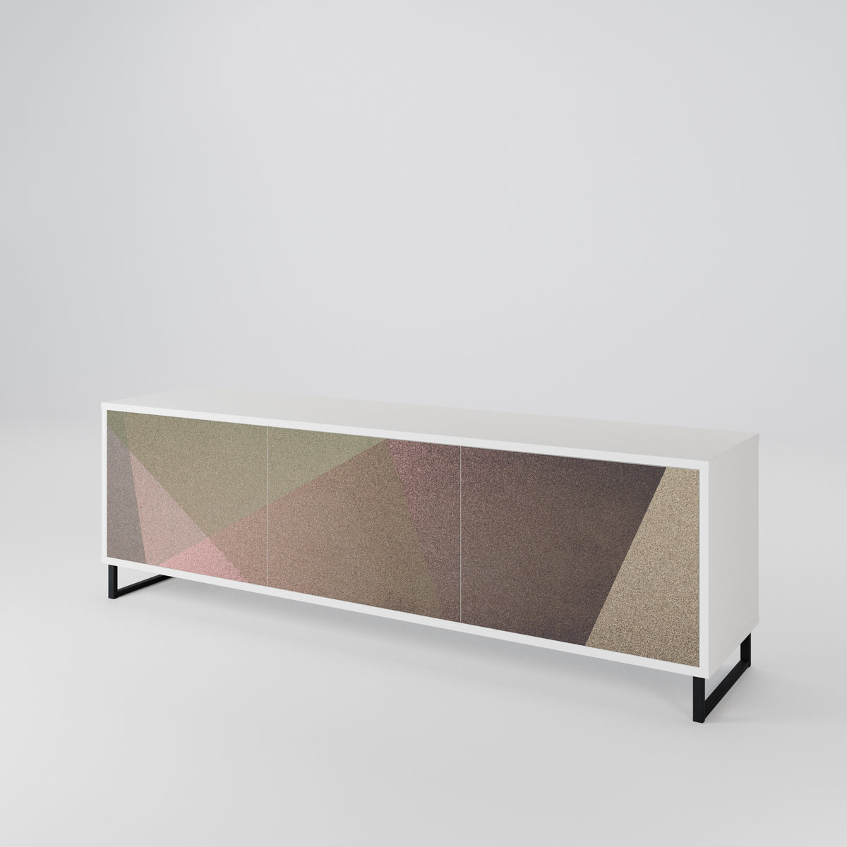 BEIGE GEOMETRY Mueble de TV de 3 Puertas