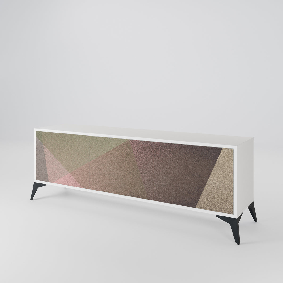 BEIGE GEOMETRY Mueble de TV de 3 Puertas
