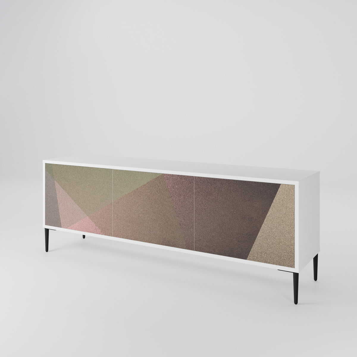 BEIGE GEOMETRY Mueble de TV de 3 Puertas