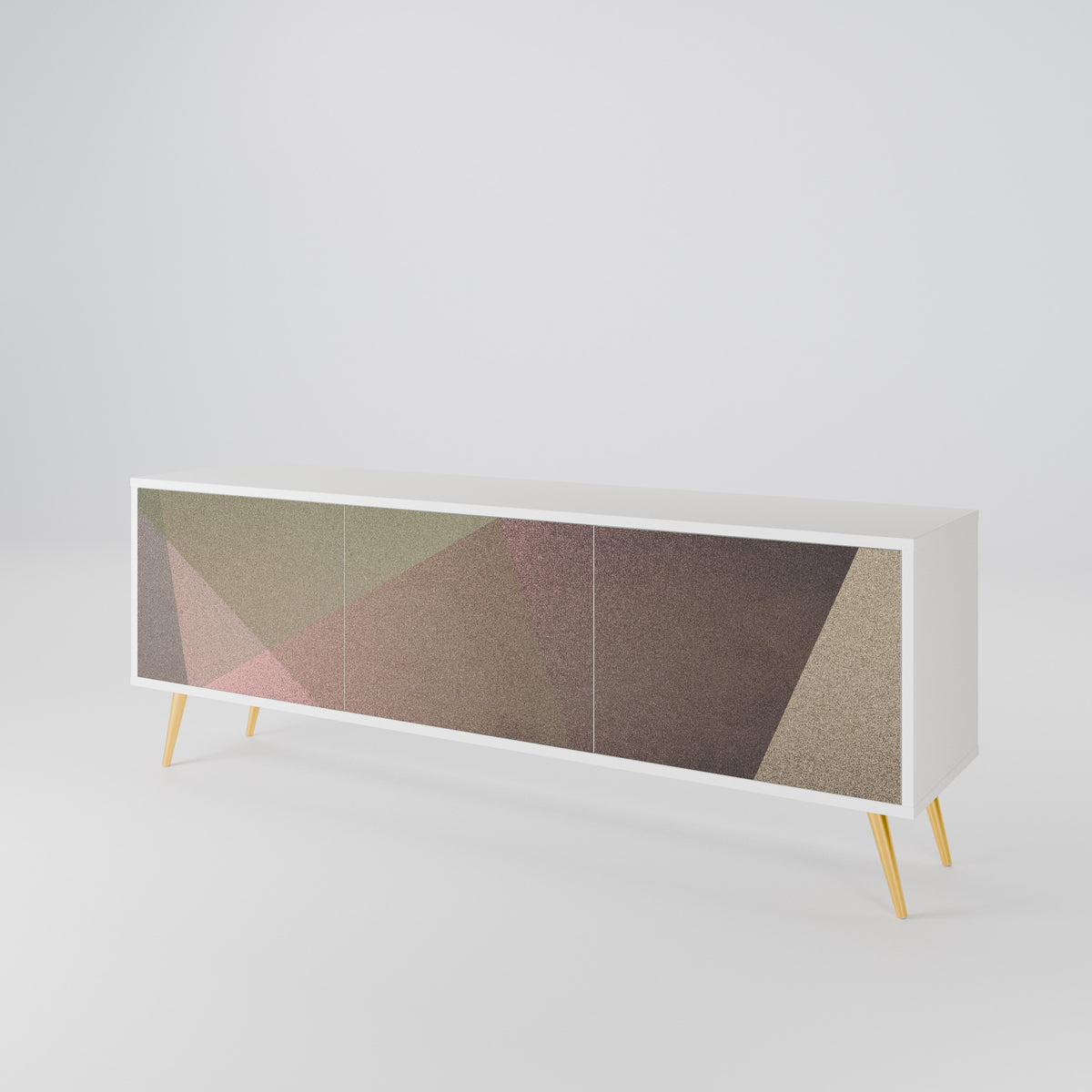 BEIGE GEOMETRY Mueble de TV de 3 Puertas