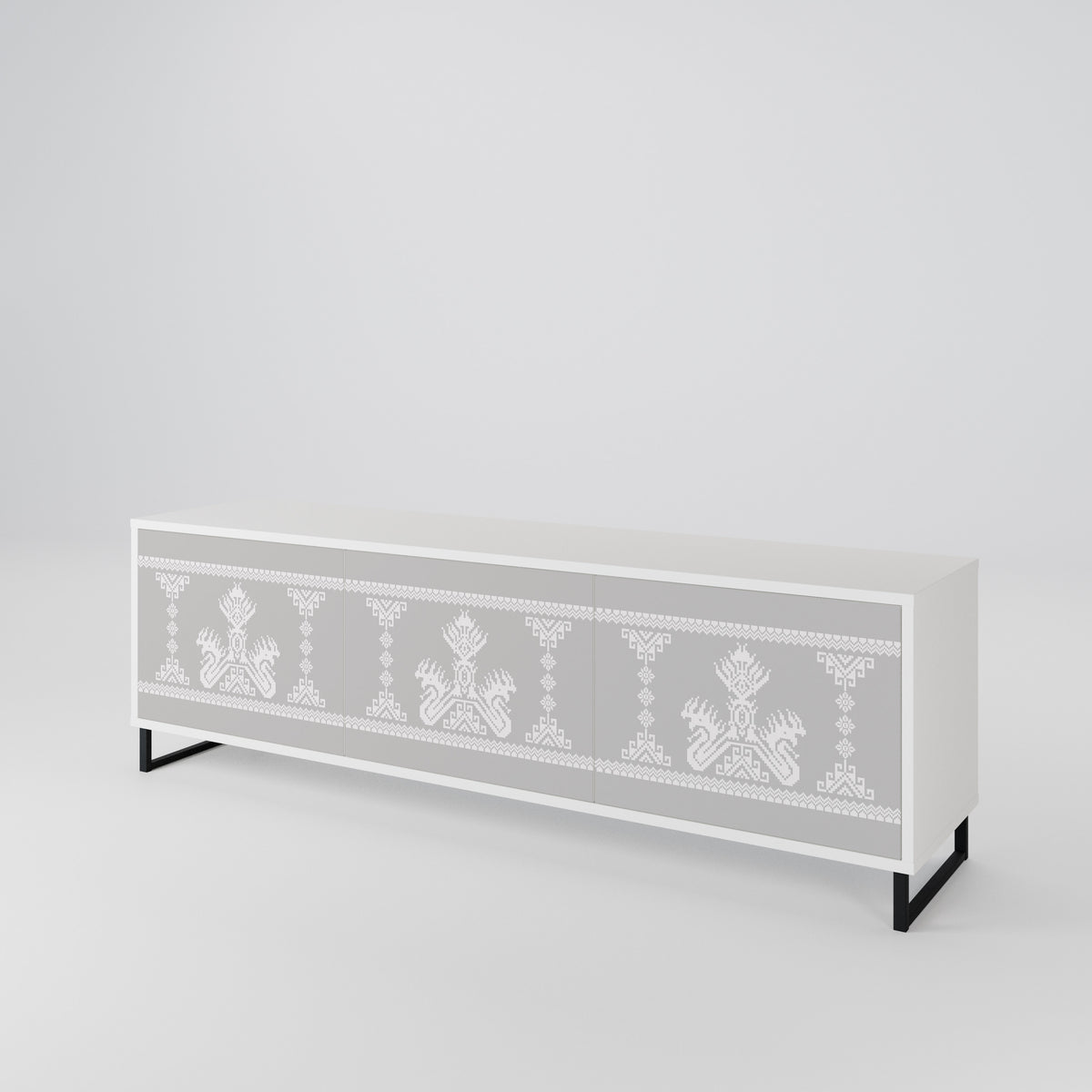 THAI GRAY Mueble de TV de 3 Puertas
