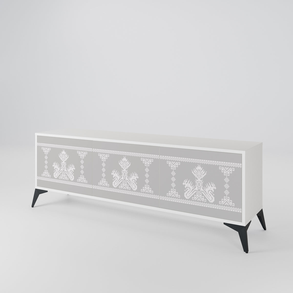 THAI GRAY Mueble de TV de 3 Puertas