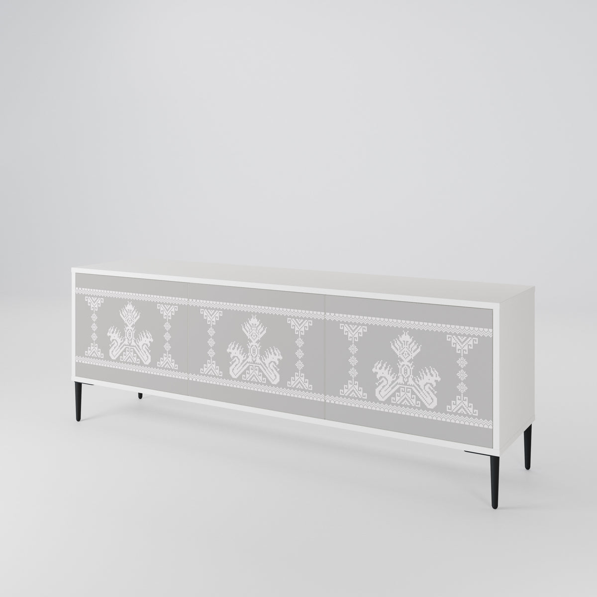 THAI GRAY Mueble de TV de 3 Puertas