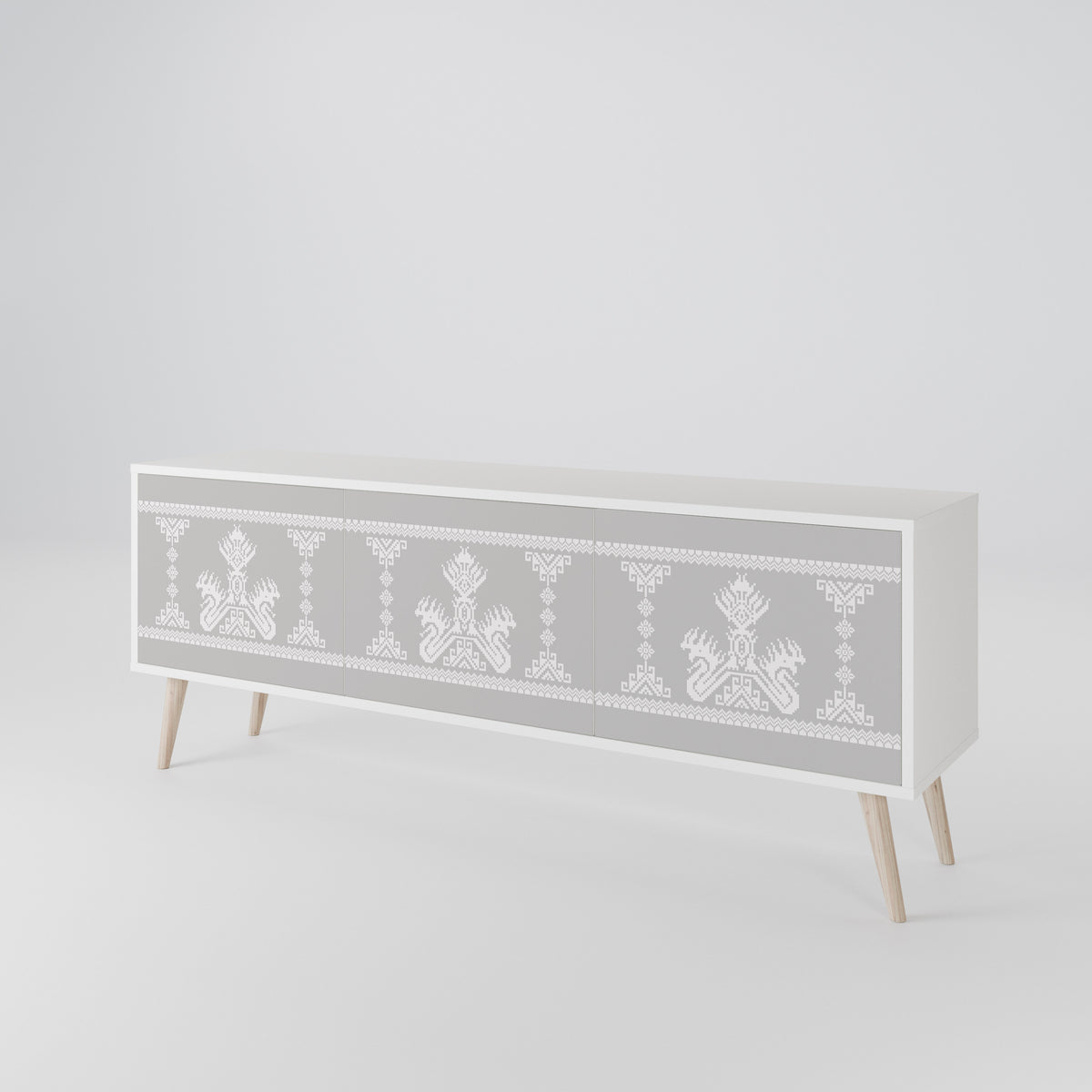 THAI GRAY Mueble de TV de 3 Puertas