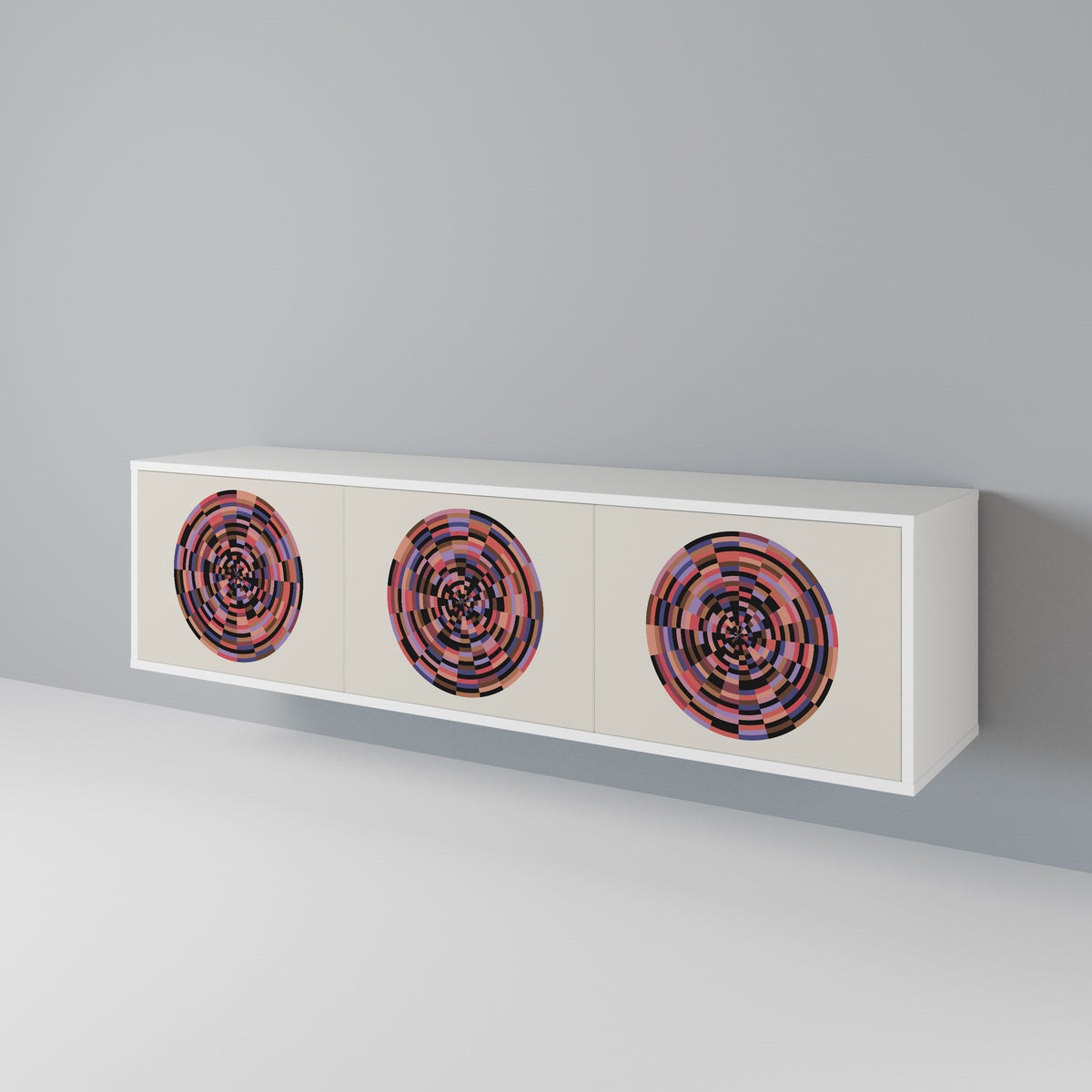 BROWN CIRCLES Mueble de TV de 3 Puertas