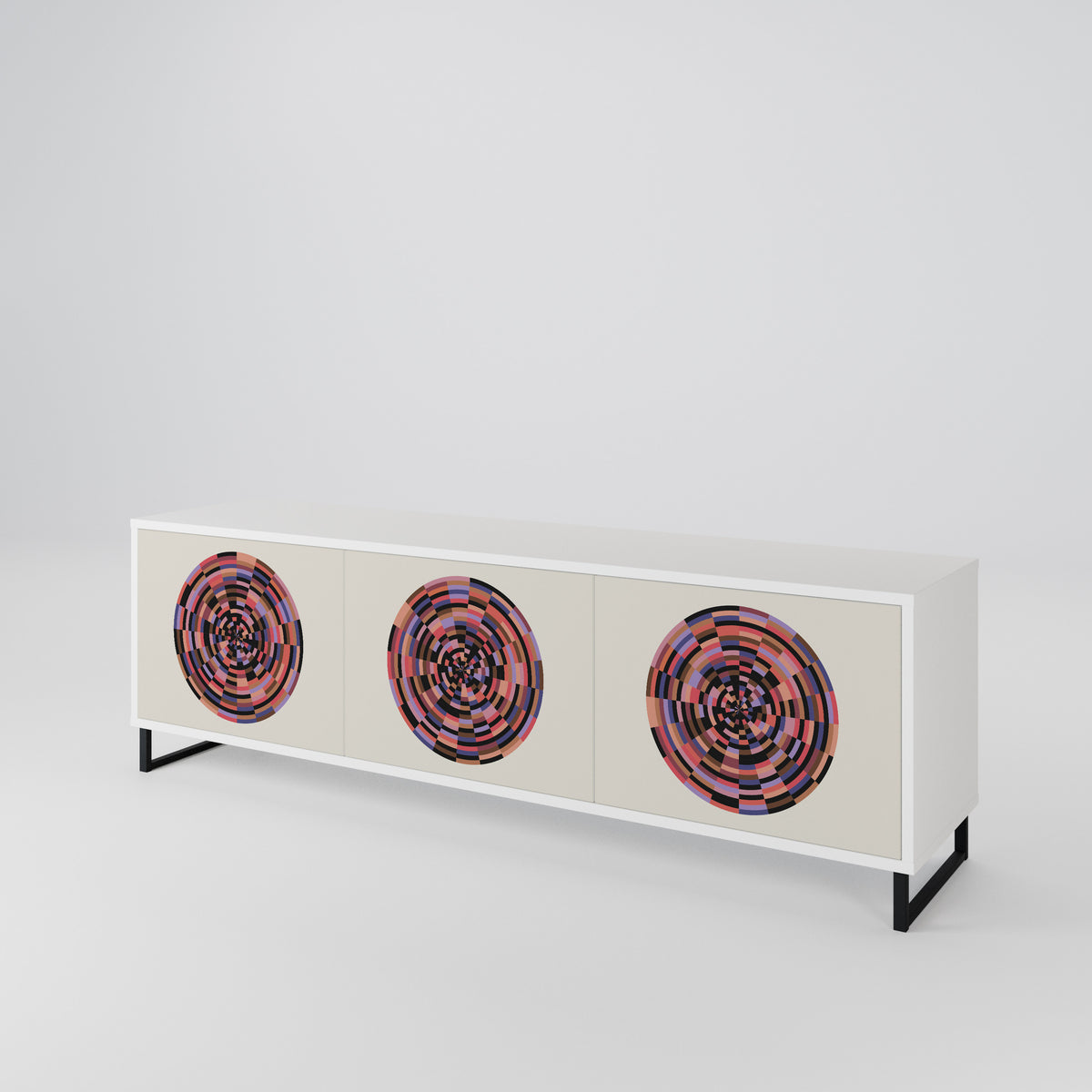 BROWN CIRCLES Mueble de TV de 3 Puertas