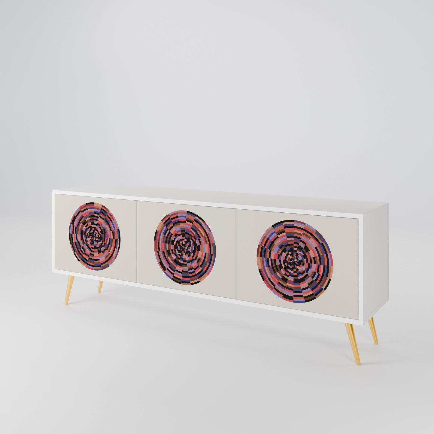 BROWN CIRCLES Mueble de TV de 3 Puertas