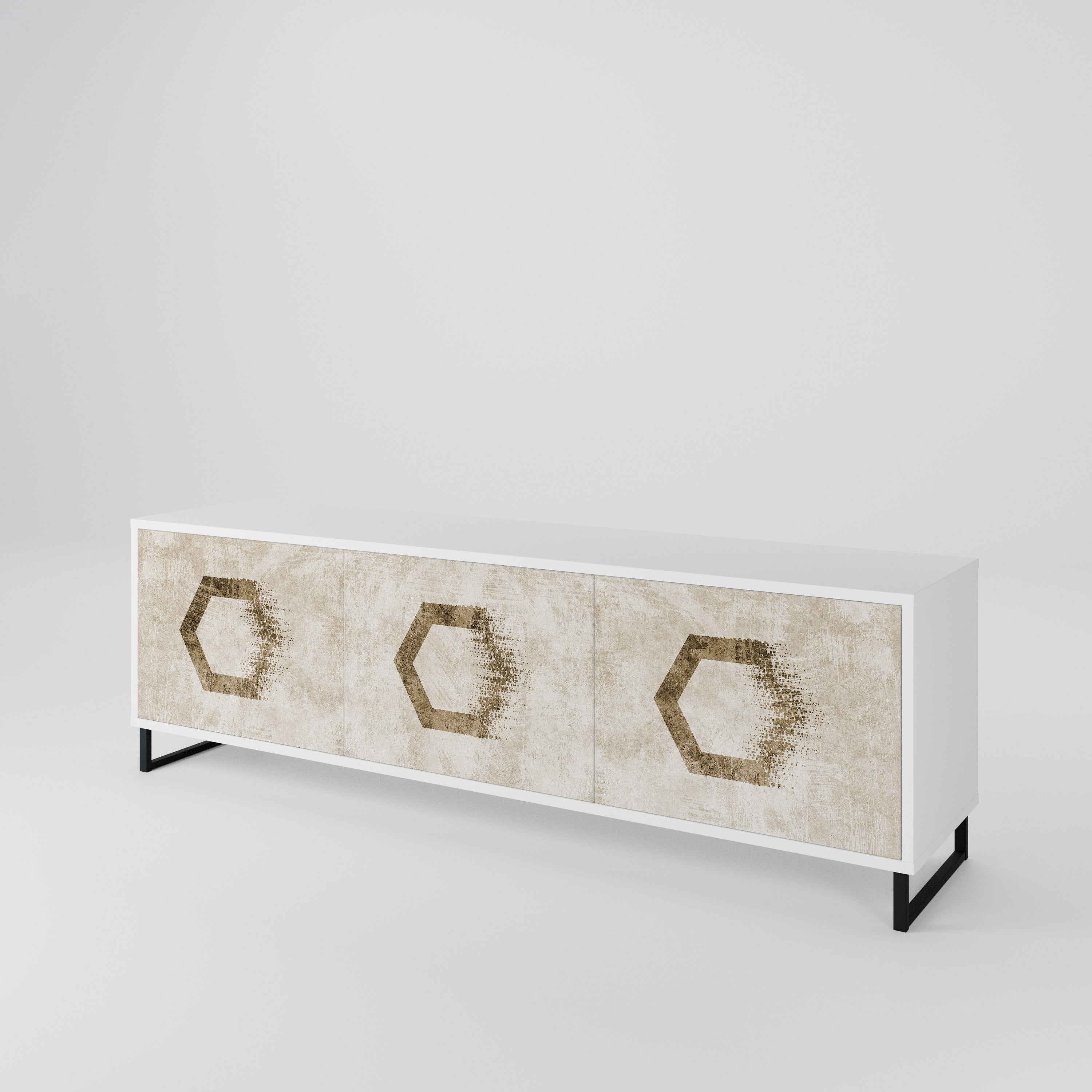 HEXAGONAL SHAPES 3-Door TV Cabinet