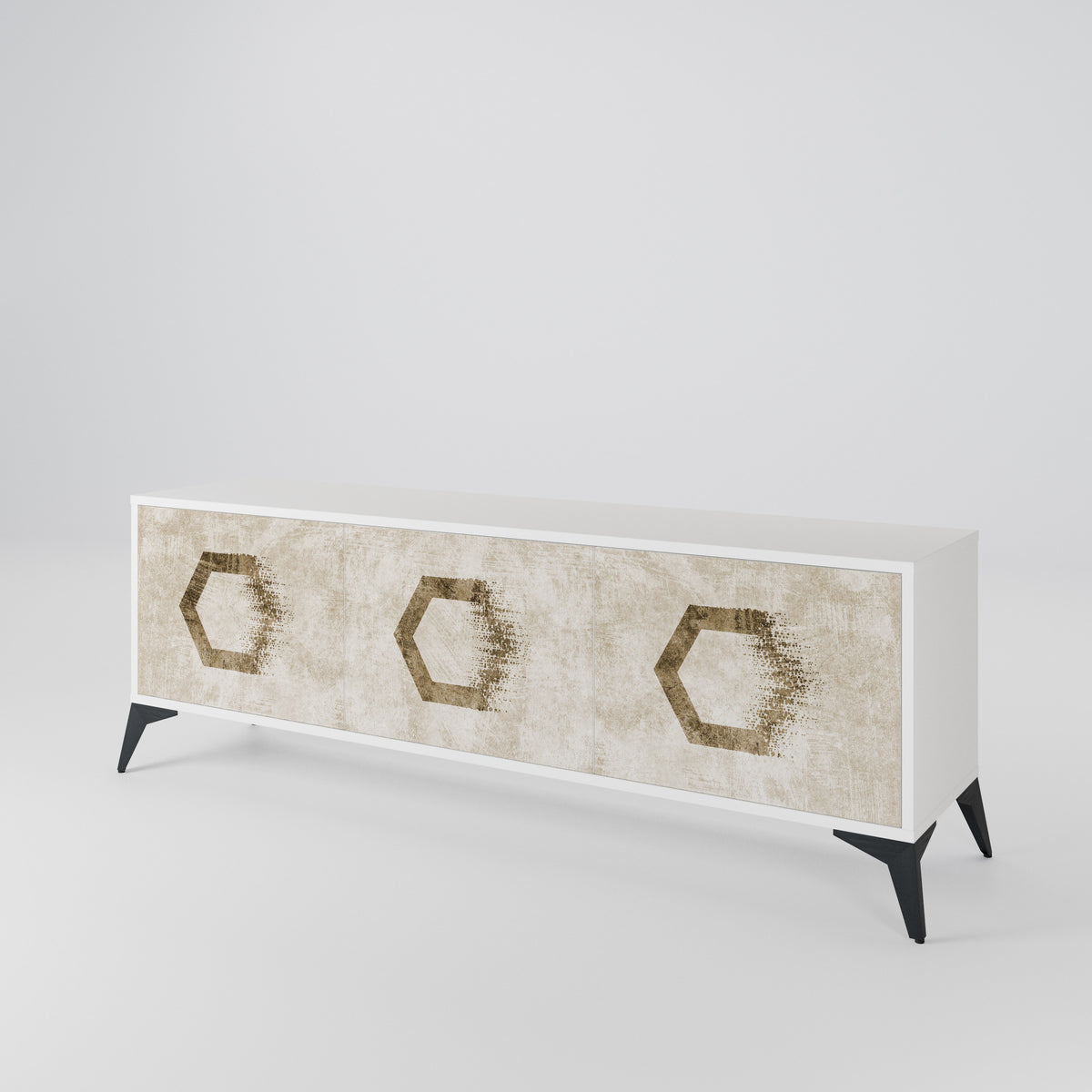 HEXAGONAL SHAPES Mueble de TV de 3 Puertas