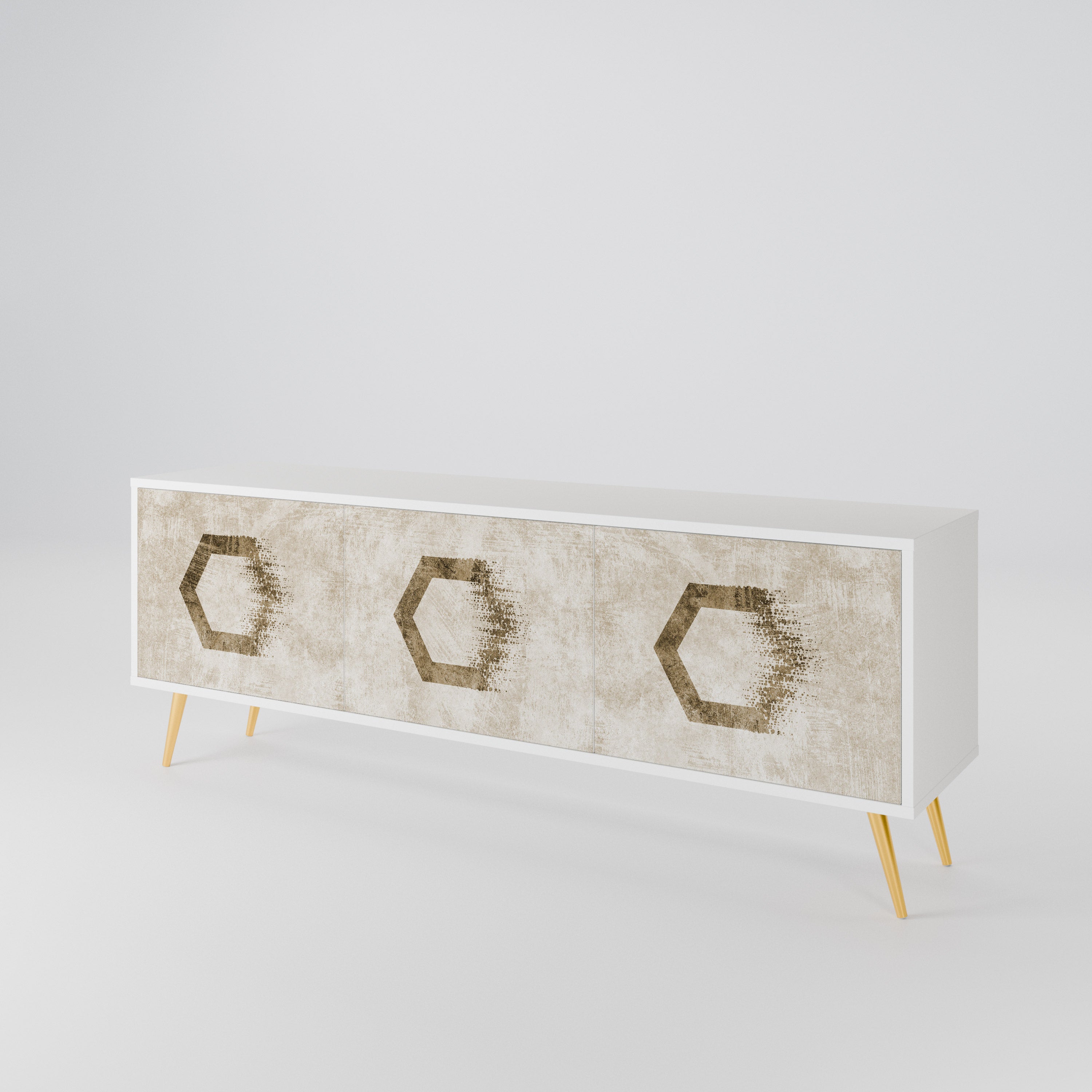 HEXAGONAL SHAPES 3-Door TV Cabinet