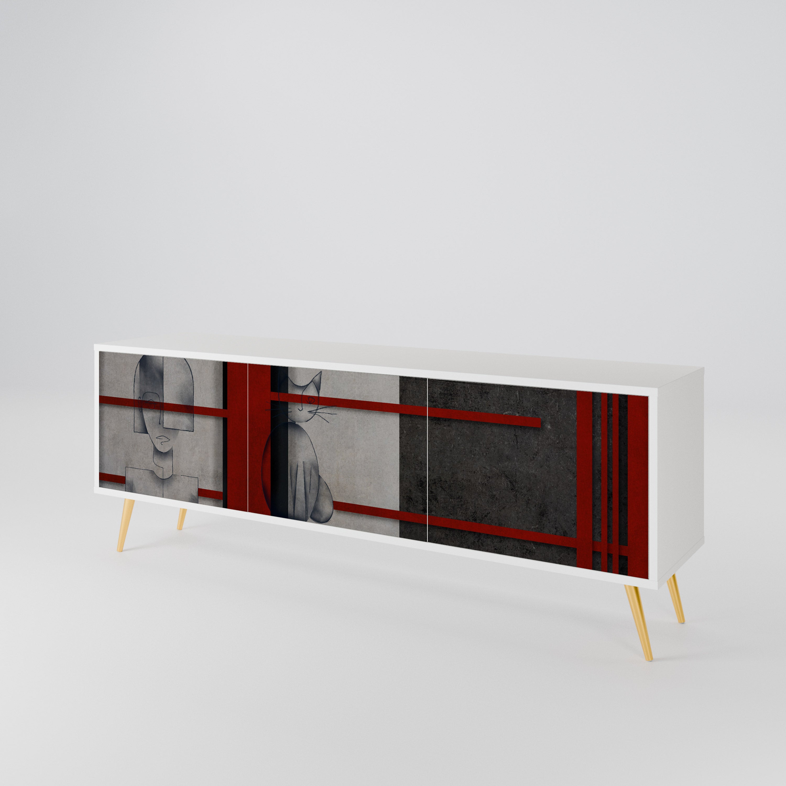 GRAY FIGURES Mueble de TV de 3 Puertas