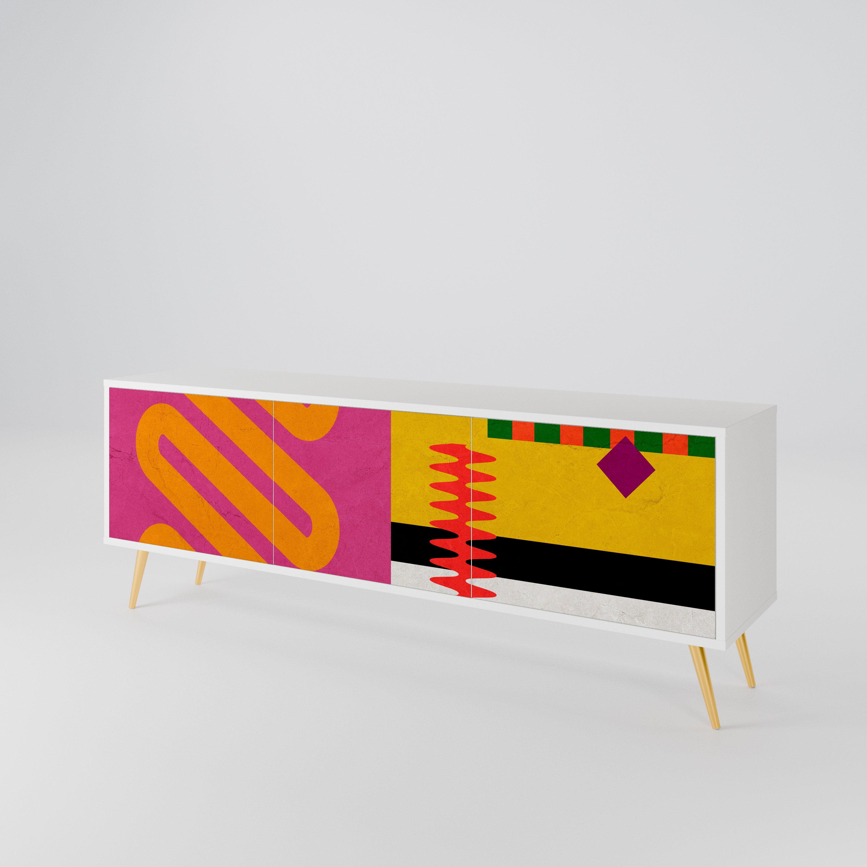 VIVID ART Mueble de TV de 3 Puertas