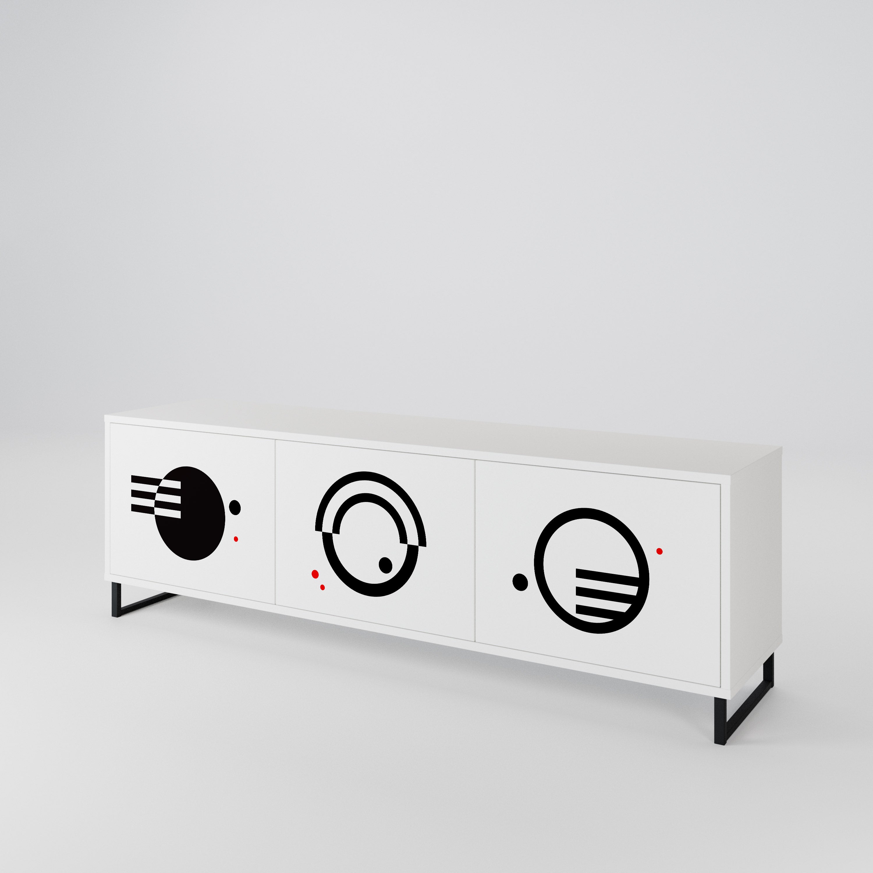 BLACK AND WHITE COMBINATION Mueble de TV de 3 Puertas