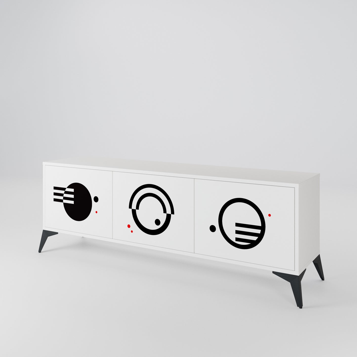 BLACK AND WHITE COMBINATION Mueble de TV de 3 Puertas