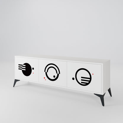 BLACK AND WHITE COMBINATION Mueble de TV de 3 Puertas