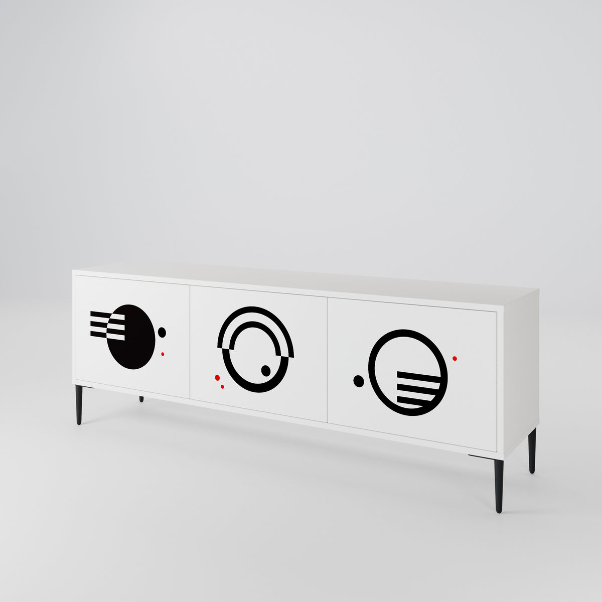 BLACK AND WHITE COMBINATION Mueble de TV de 3 Puertas