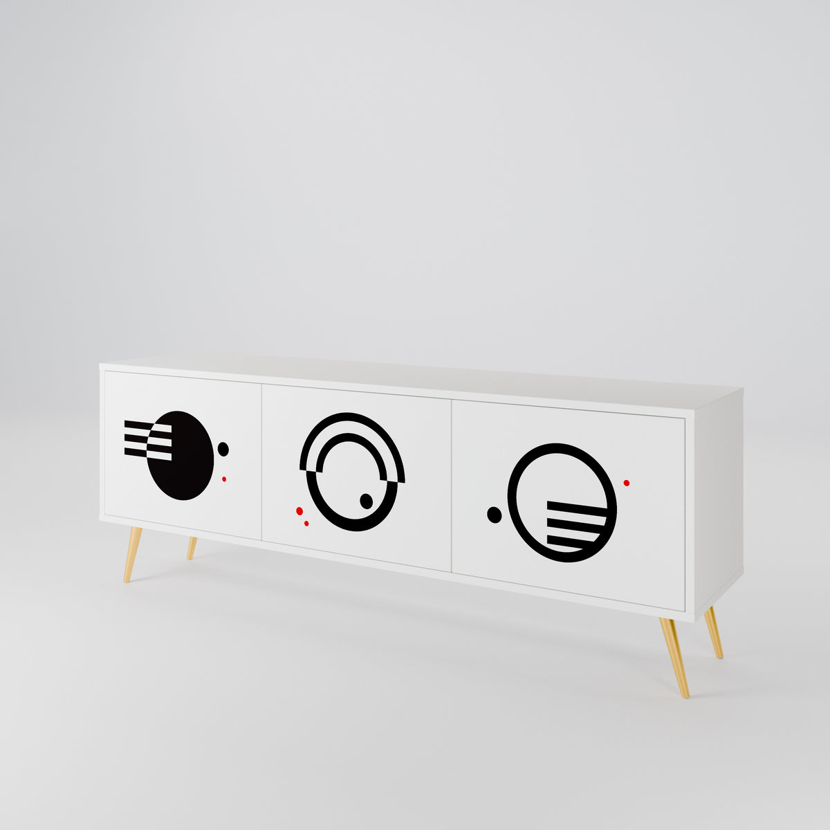 BLACK AND WHITE COMBINATION Mueble de TV de 3 Puertas