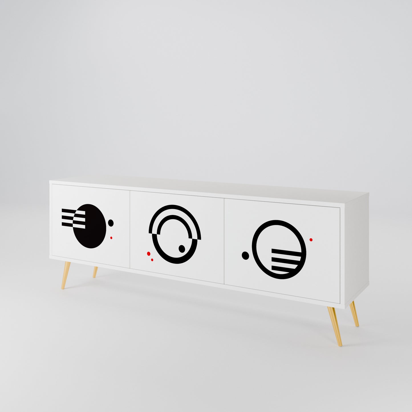 BLACK AND WHITE COMBINATION Mueble de TV de 3 Puertas