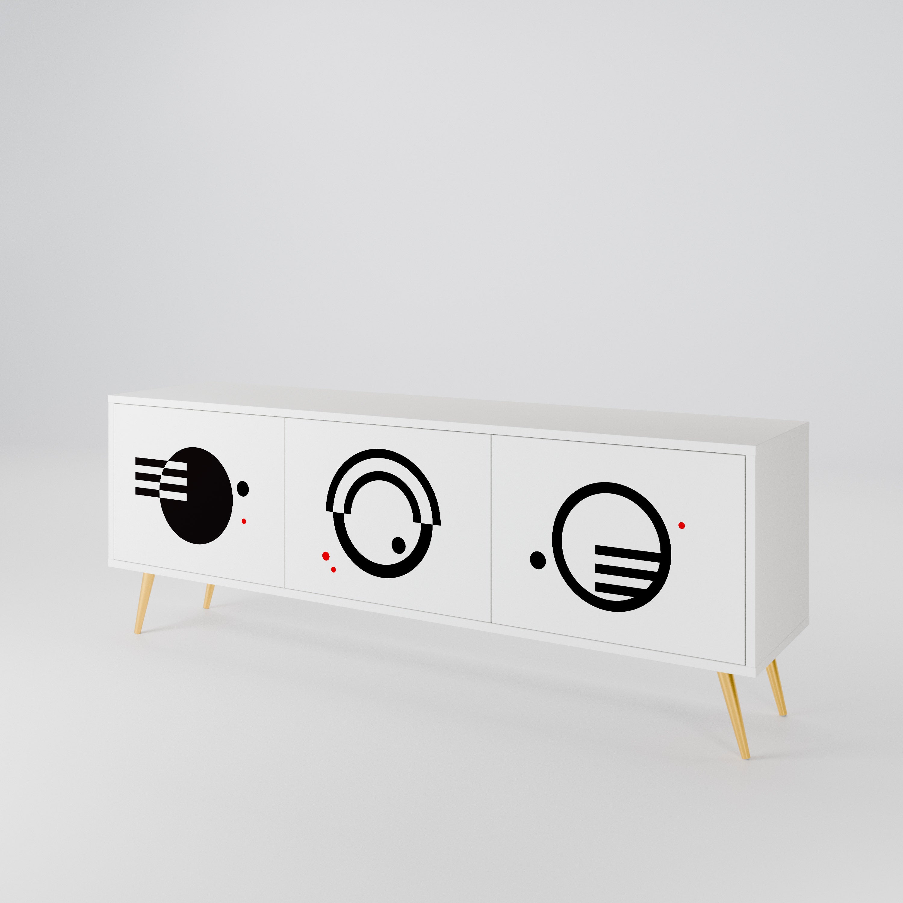 BLACK AND WHITE COMBINATION Mueble de TV de 3 Puertas