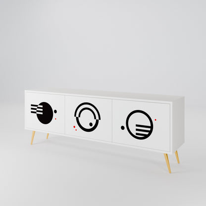 BLACK AND WHITE COMBINATION Mueble de TV de 3 Puertas