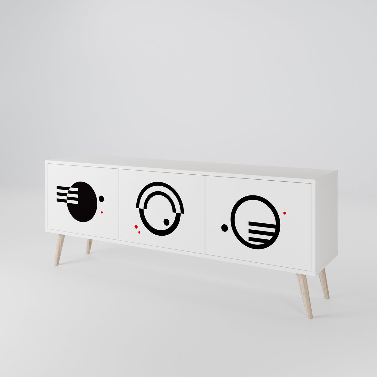 BLACK AND WHITE COMBINATION Mueble de TV de 3 Puertas