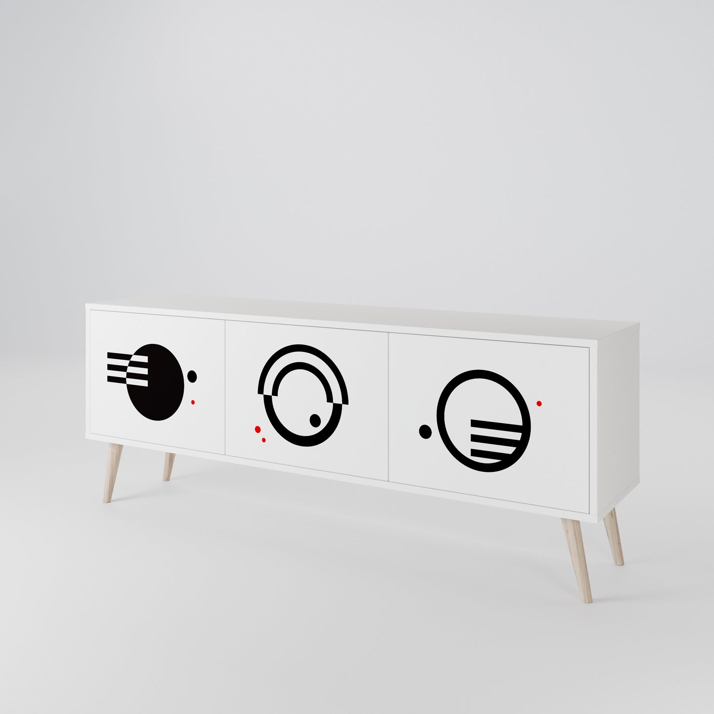 BLACK AND WHITE COMBINATION Mueble de TV de 3 Puertas