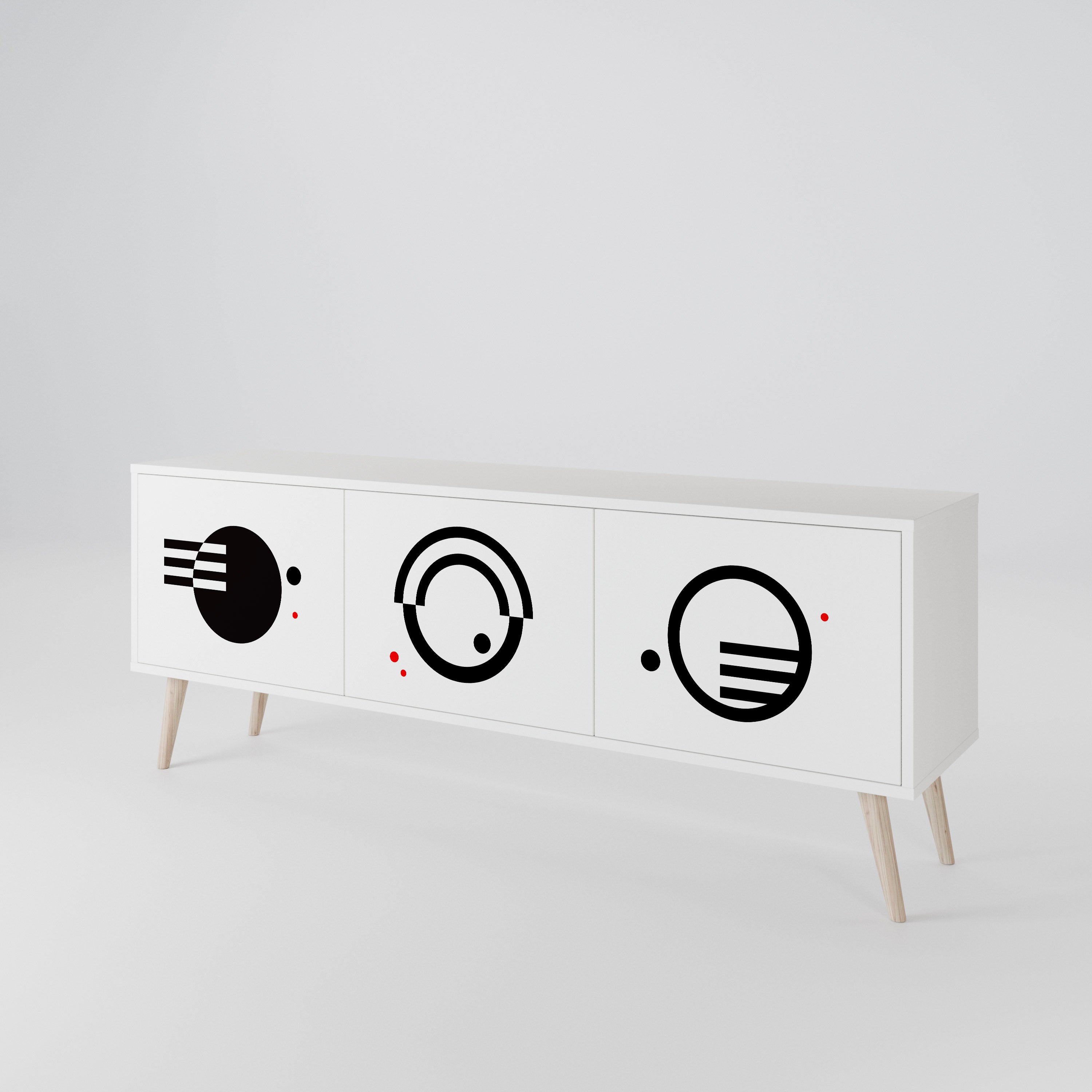 BLACK AND WHITE COMBINATION Mueble de TV de 3 Puertas