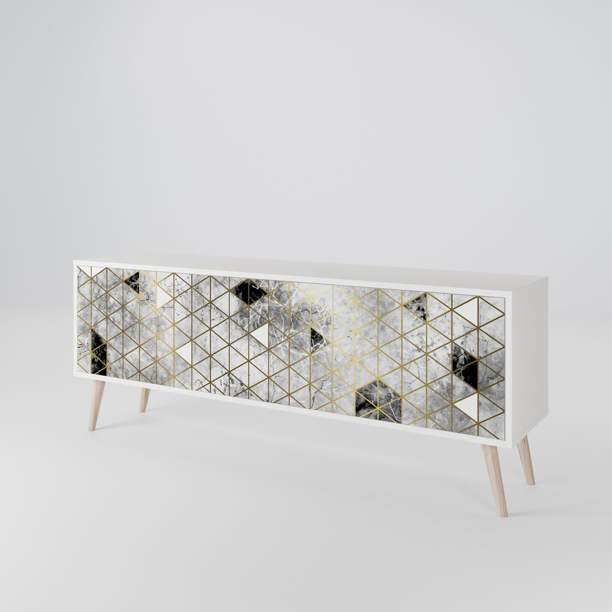 ASHEN ARIA Mueble de TV de 3 Puertas