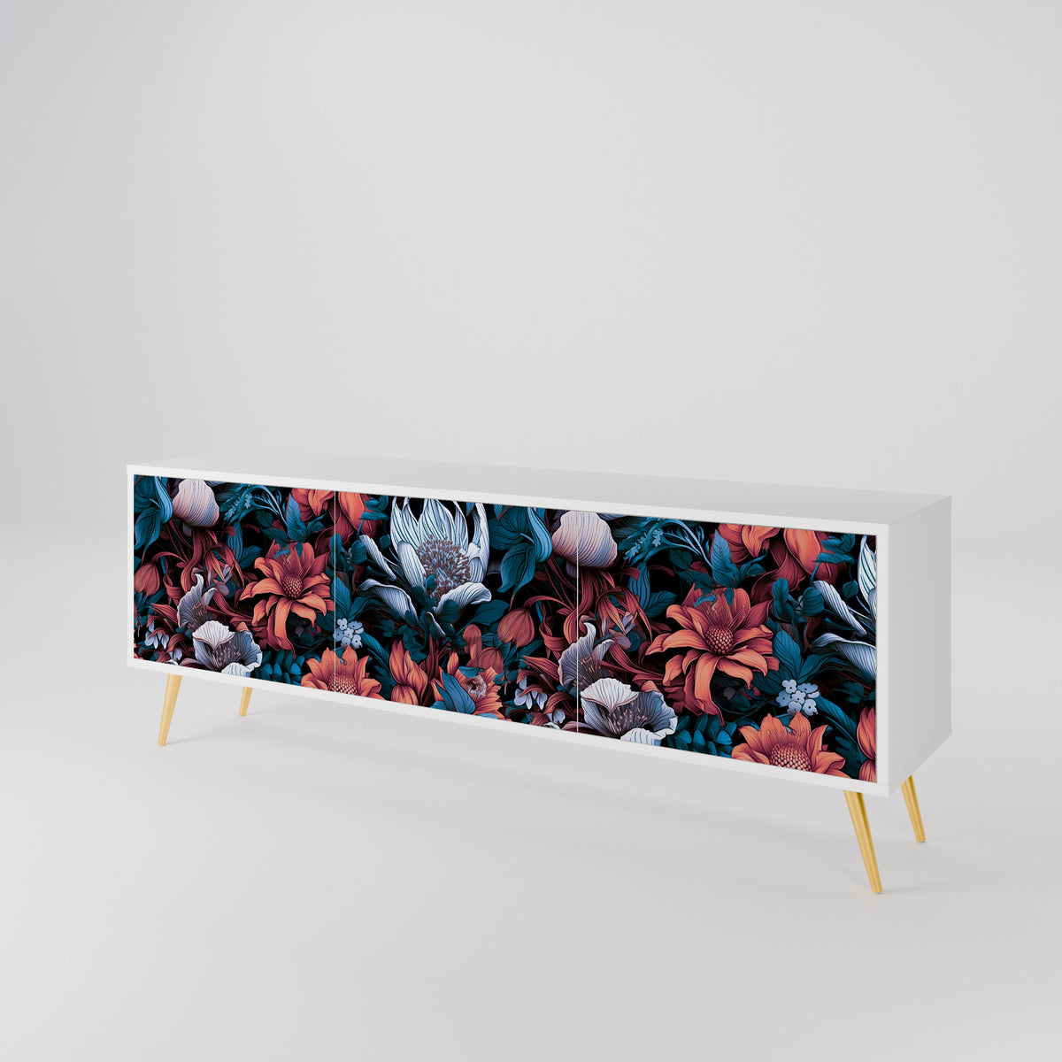 ETHEREAL BLOSSOMS Mueble de TV de 3 Puertas