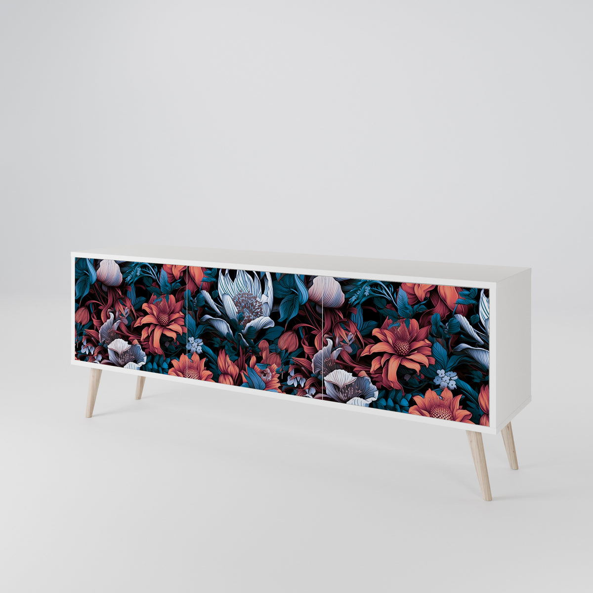 ETHEREAL BLOSSOMS Mueble de TV de 3 Puertas