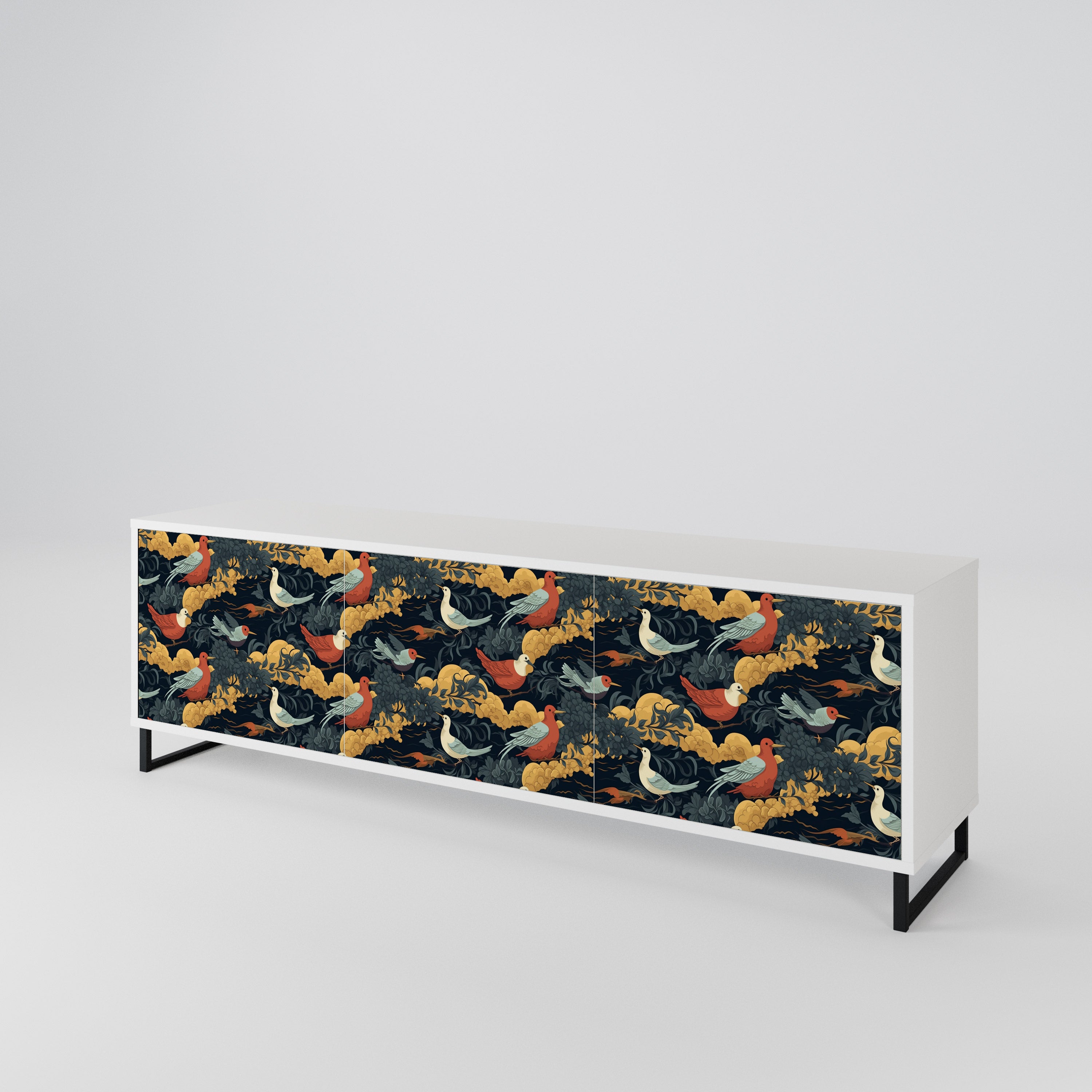 FOWLY DAZE Mueble de TV de 3 Puertas