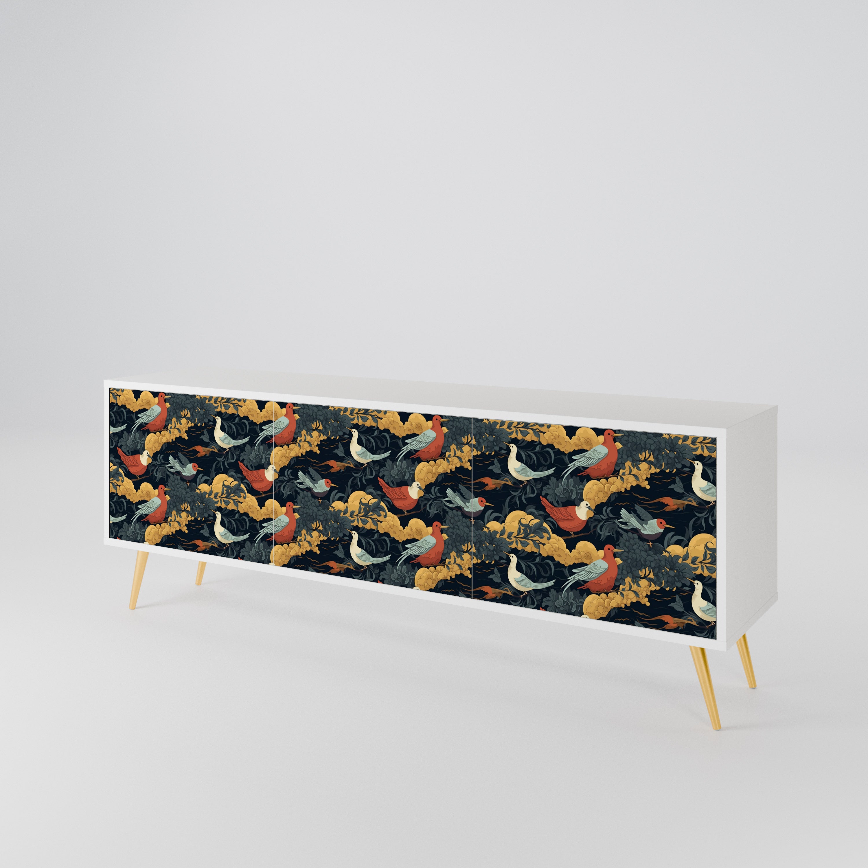 FOWLY DAZE Mueble de TV de 3 Puertas