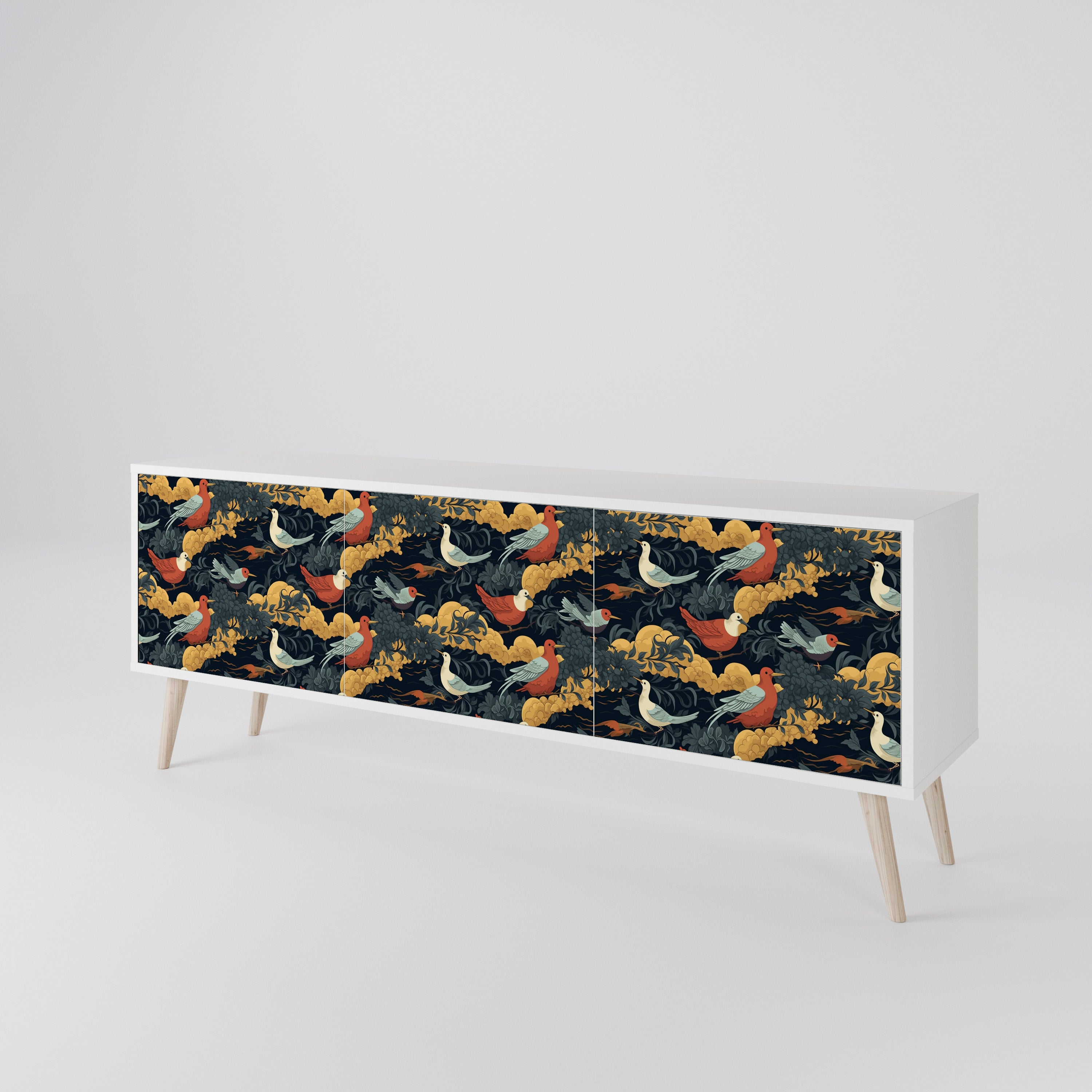 FOWLY DAZE Mueble de TV de 3 Puertas