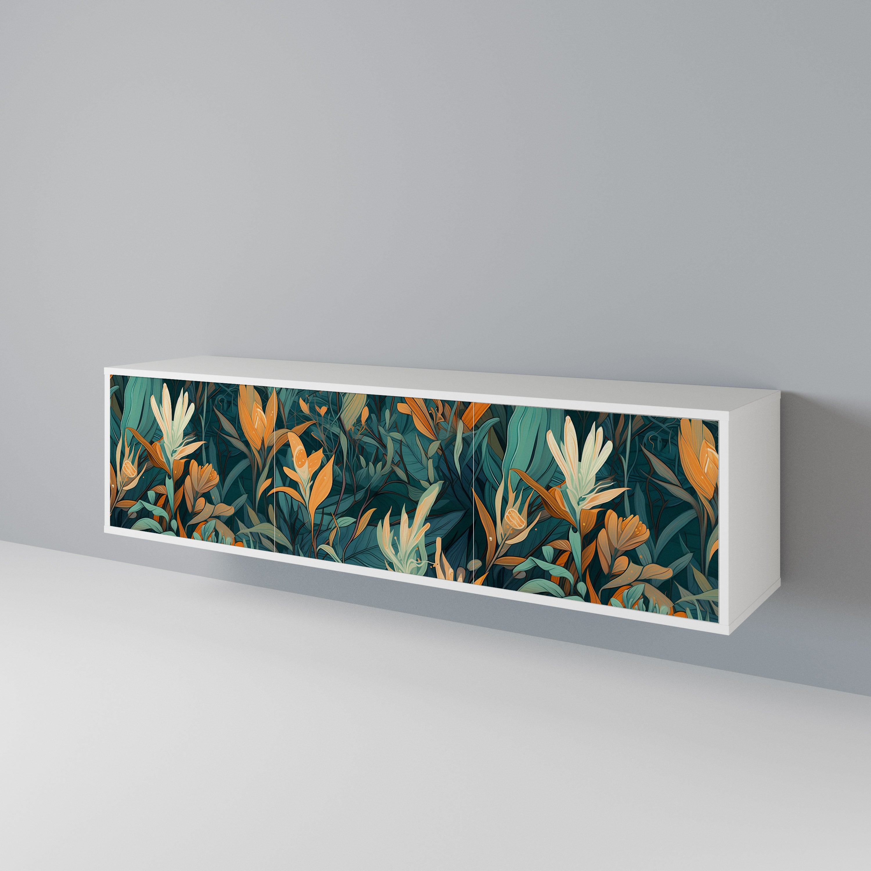 FLORAL SERENITY Mueble de TV de 3 Puertas